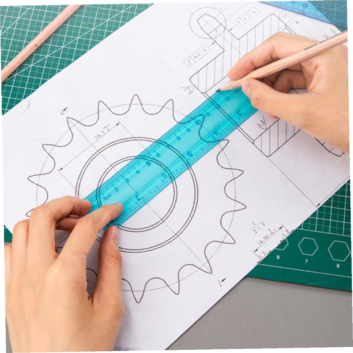 64 Pezzi Righelli Plastica Trasparenti Colorati Righelli Estetici Multiuso per Disegno Tecnico Scuola Architettura e Ufficio