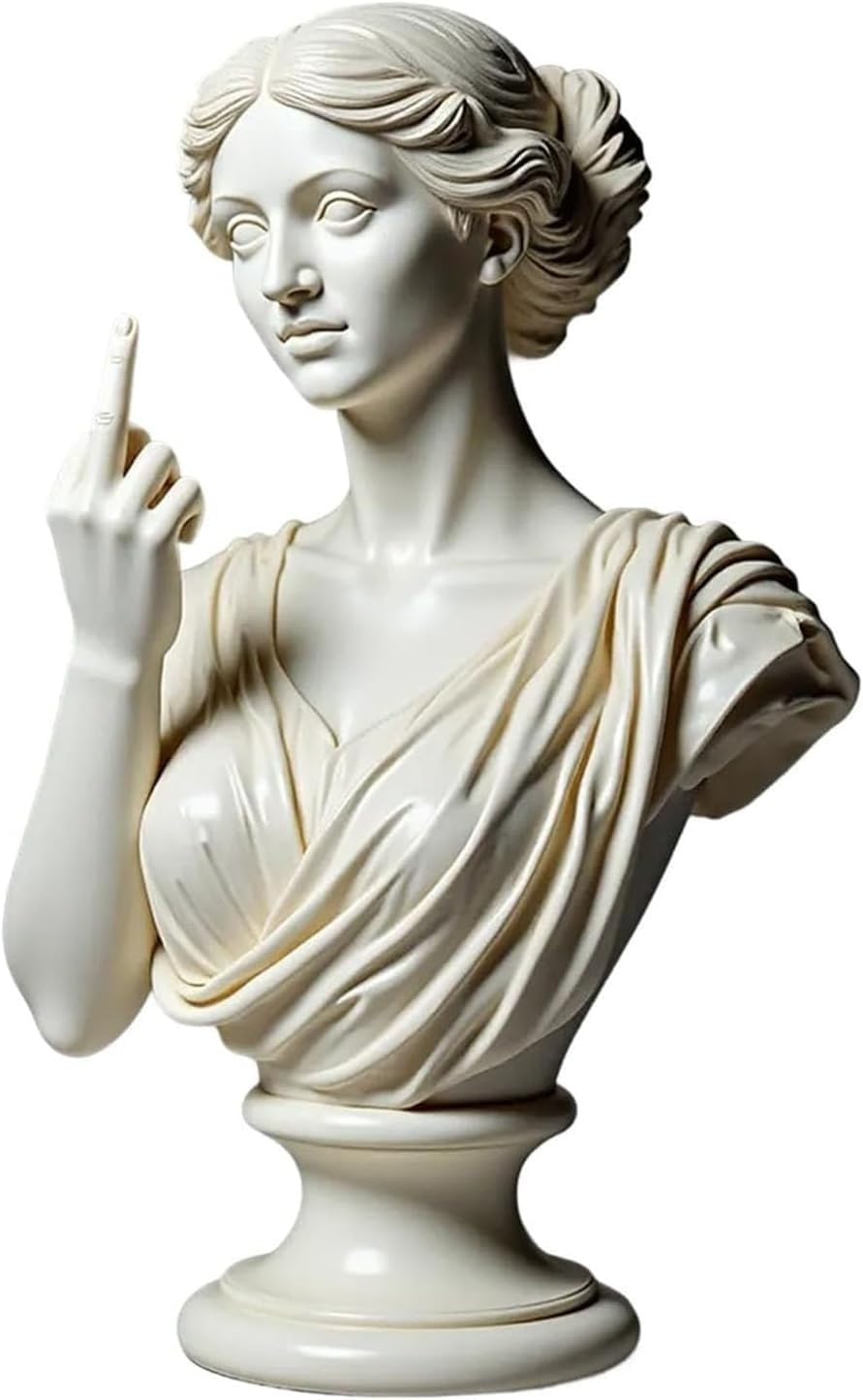 RDCIRP Unapologetic Venus, The Middle Finger Statue, Rebellious Bold Modern Art Decor, Greek Goddess Gesture Statue Sculpture Ornament, Funny Unique Decorative That Show Your Personality(D)