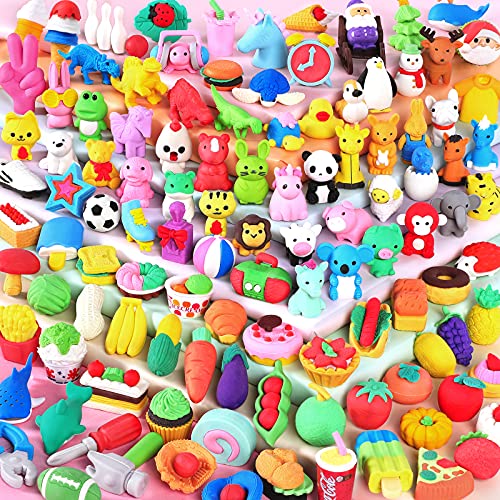 Moosia 120 Pack Animal Erasers for Kids Toy Bulk Pencil Erasers 3D Mini Eraser Take Apart Puzzle Erasers Treasure Box Desk Pet Party Favors for Kid Gift Classroom Reward Prize Game Easter Egg Fillers