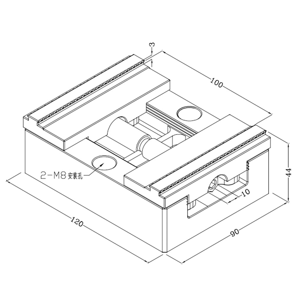 Morsa CNC autocentrante H90-10-100, apertura ganascia da 10-100 mm, coppia 70 Nm, precisione ± 0,03 mm, acciaio 4CR13H, compatibile EROWA/3R
