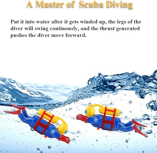 Miniatura 3 de Juguete de baño Wind-Up Diver para niños pequeños – Mecanismo de natación y buceo de Frogman, juguete de agua para bañera/piscina sin batería, sin