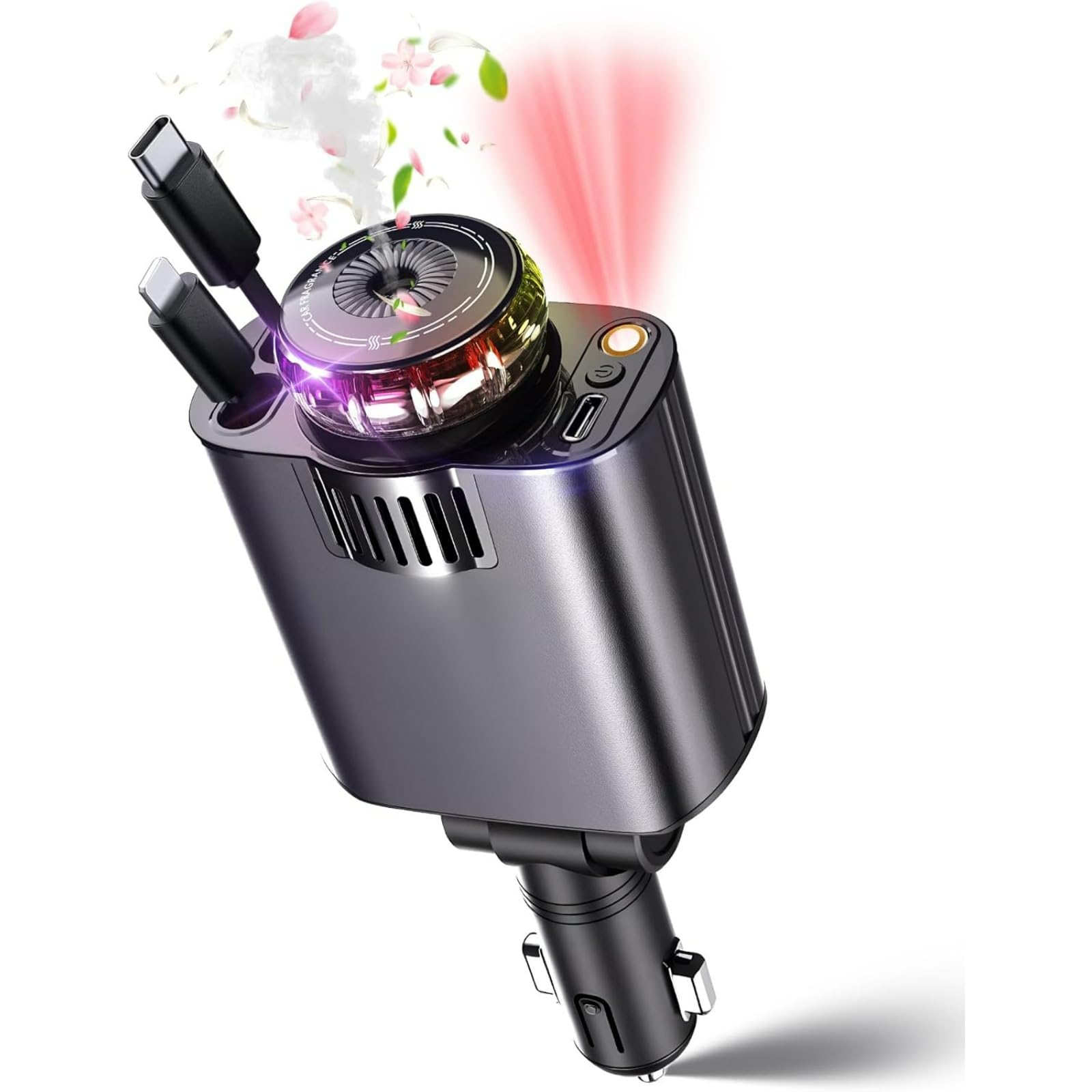 Starlight - Caricabatterie retrattile da auto USB-C da 120 W con aromaterapia, adattatore per accendisigari a ricarica rapida per iPhone 16/15/14/13/12/11, accessorio essenziale per auto, regalo per