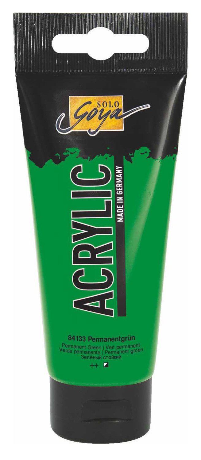 KREUL 84133 - Solo Goya Acrylic, 100 ml Tube in permanentgrün, cremige vielseitig einsetzbare Acrylfarbe in Studienqualität, auf Wasserbasis, schnell und matt trocknend, gut deckend, wasserfest