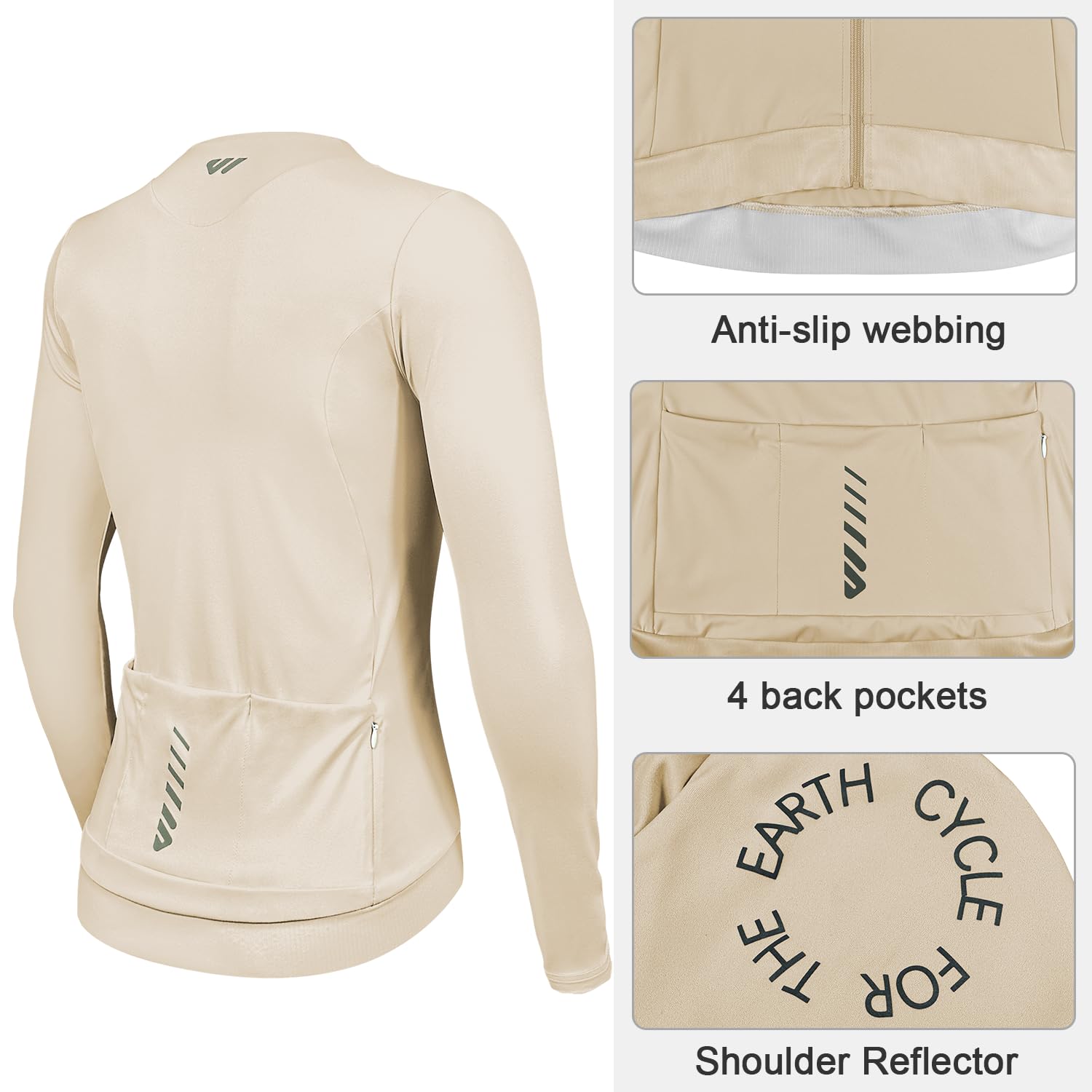 Wulibike Radtrikot Damen Langarm,Fahrradtrikot Atmungsaktiv Rennrad Trikot Hochelastisch Fahrrad Kleidung 4 Taschen