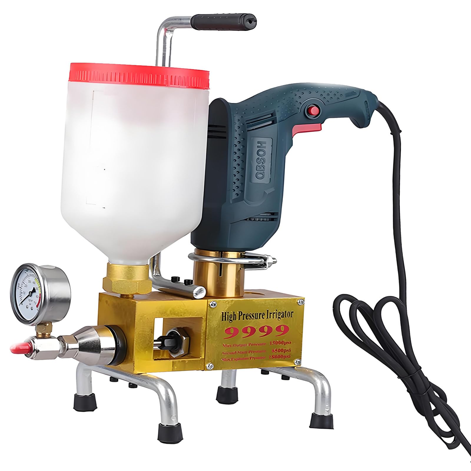 Máquina de llenado de alta presión, bomba de lechada eléctrica de 1100 W con pistola de mortero, sellado impermeable de fugas para grietas de hormigón en techos, sótanos, túneles, puentes