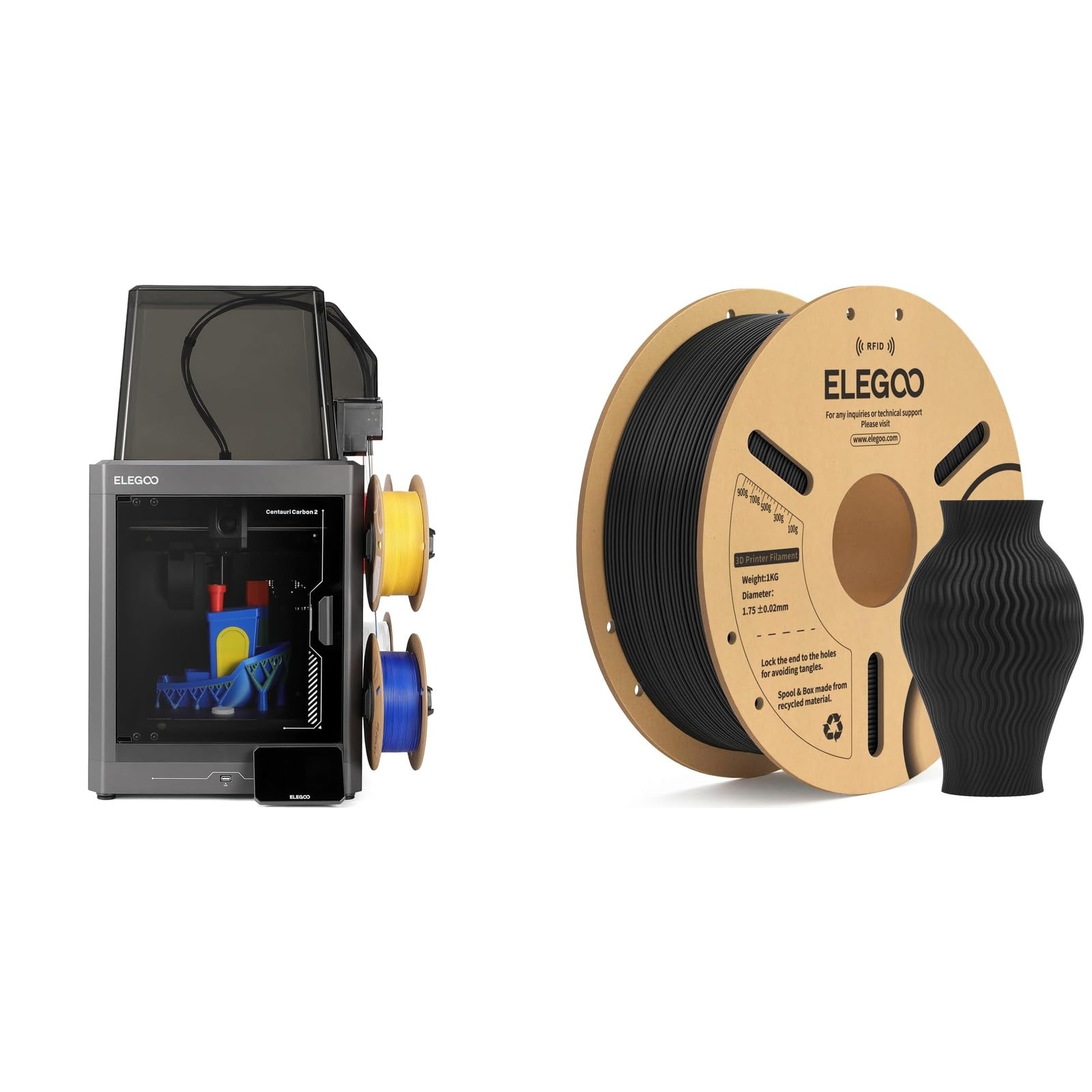 ELEGOO Centauri Carbon 2 Combo & PLA Filament Schwarz 1KG