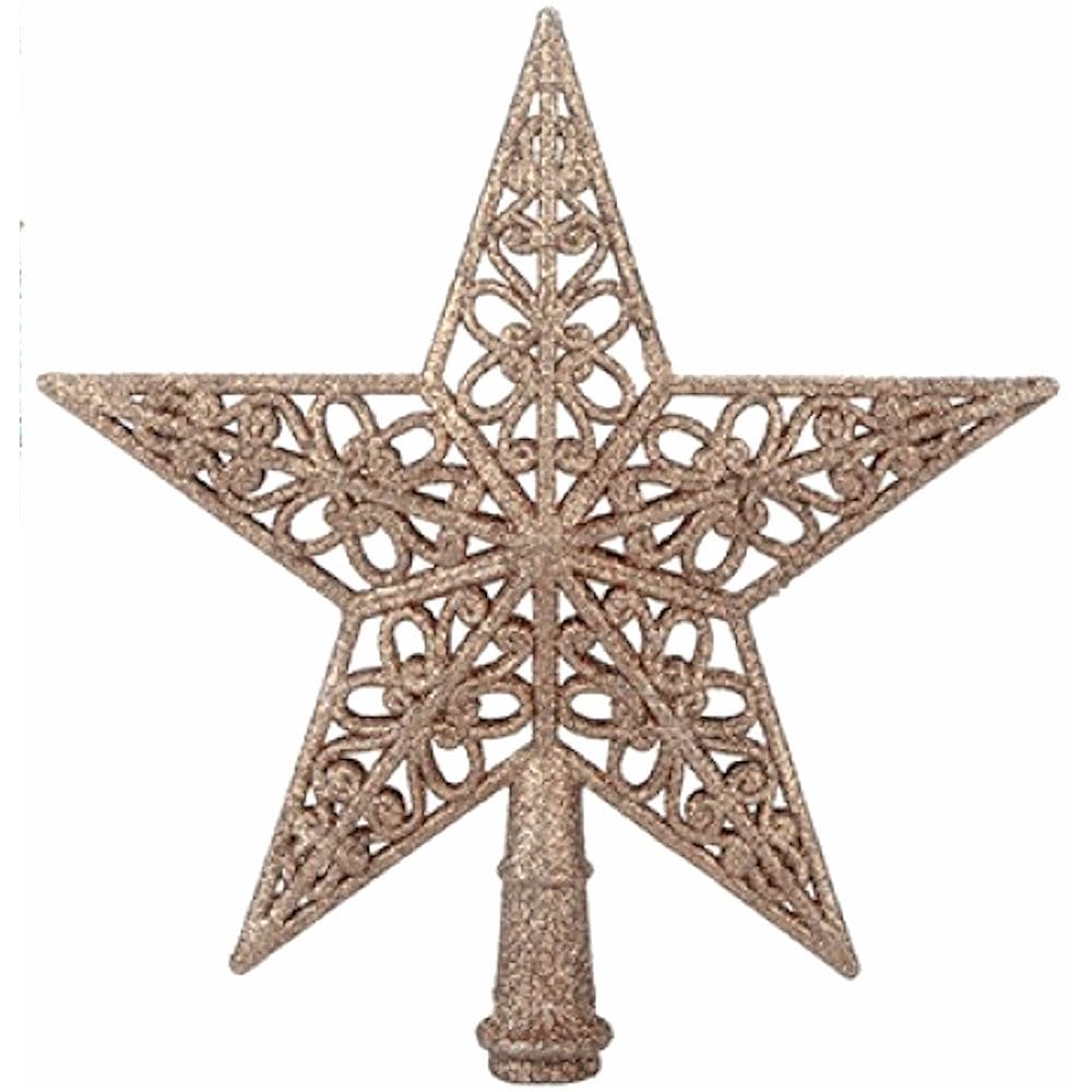 Ditzy Doll CHRISTMAS TREE TOPPER STAR ROSE GOLD - 20cm Sparkle Glitter Festive Xmas Decoration