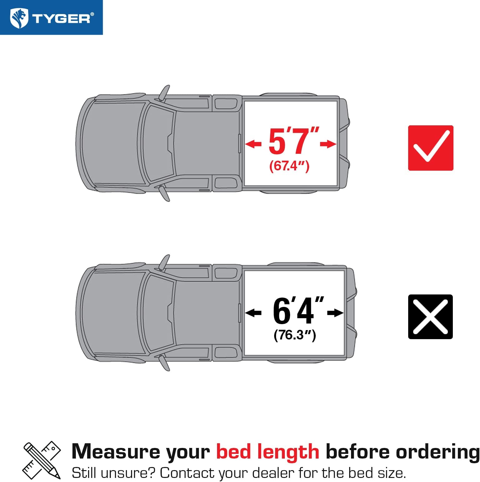 Tyger Auto T1 Soft Roll-up Truck Bed Tonneau Cover Compatible with 2019-2025 Ram 1500 New Body (Not Fit 19-25 Classic) | 5'7" (67") Bed | TG-BC1D9046