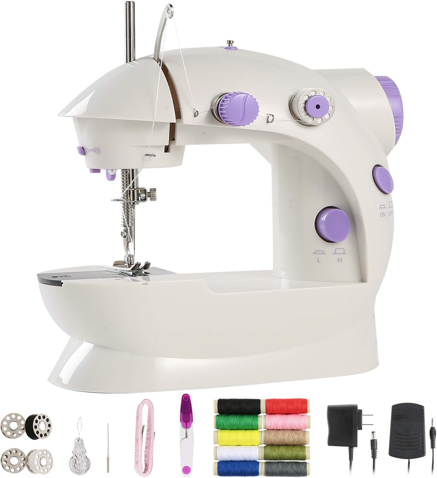 Enjoylf Mini Sewing Machine for Beginner Kid, Upgraded 2-Speed 2-Thread Portable Sewing Machine with Lamp Cutter and Foot Pedal