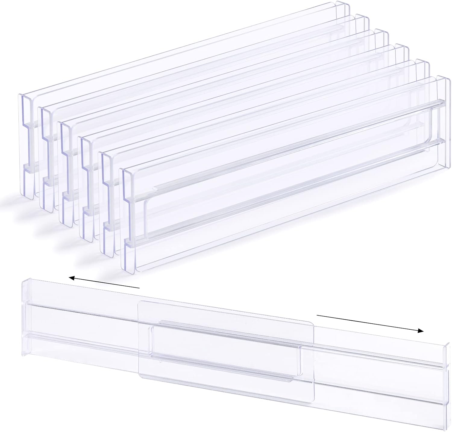 Daboza 4 Pack Drawer Dividers, Adjustable Drawer Dividers Organizers