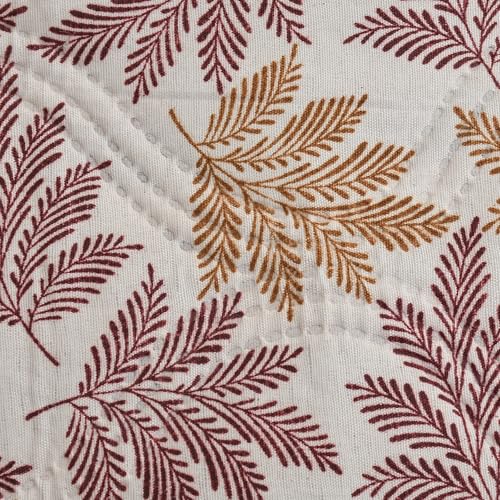 Image of IVAZA Luxury Ultrasonic Punch AC Comforter Blanket - Quilted Microfiber Floral Pattern, Lightweight Breathable All‑Season Blanket for Bedroom, Travel (Singled Bed,228x152 CM) Brown White