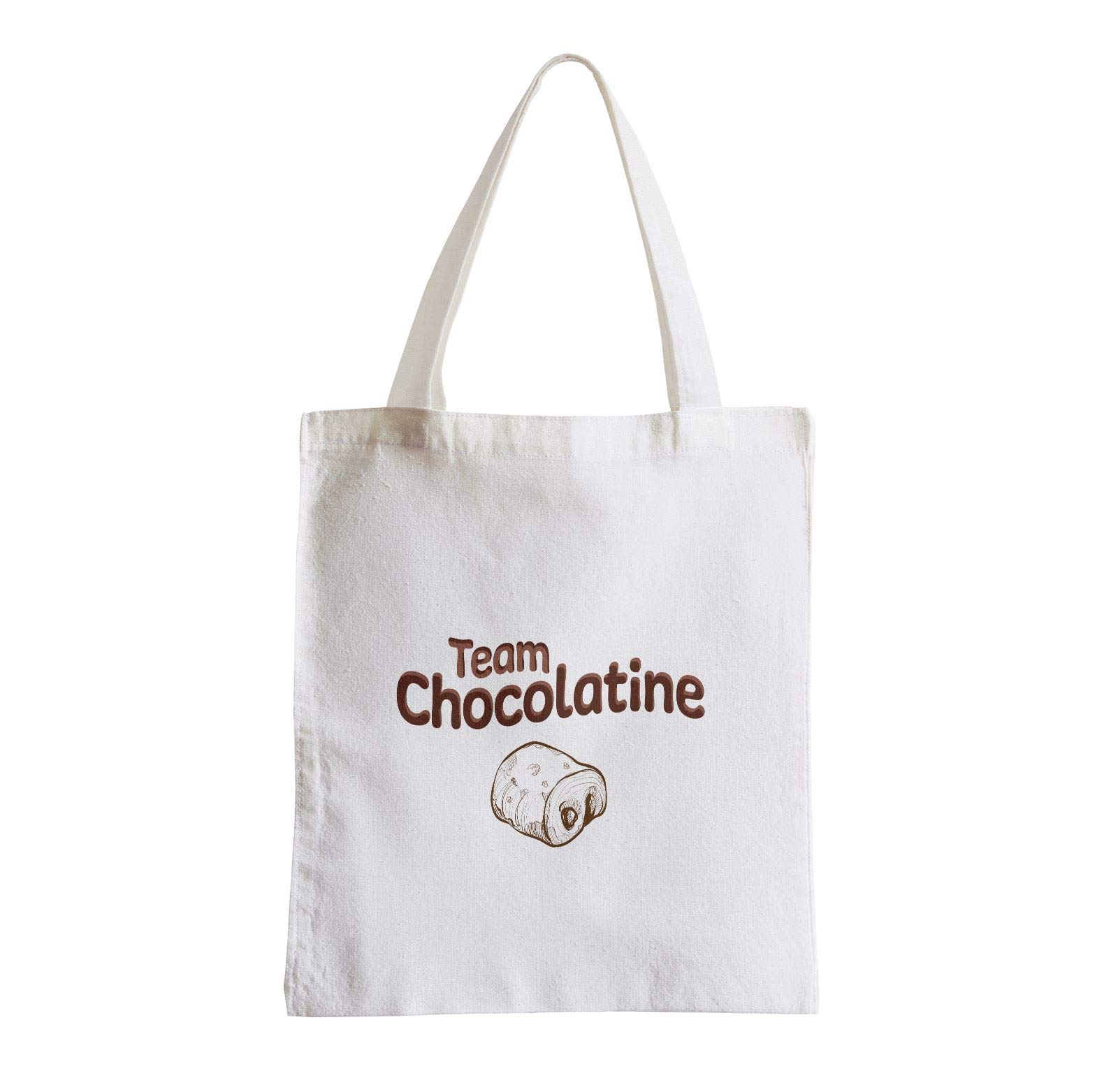 Tote Bag In Tela Di Cotone "Team Chocolatine" - Borsa Shopping Grande E Resistente, 100% Made In France