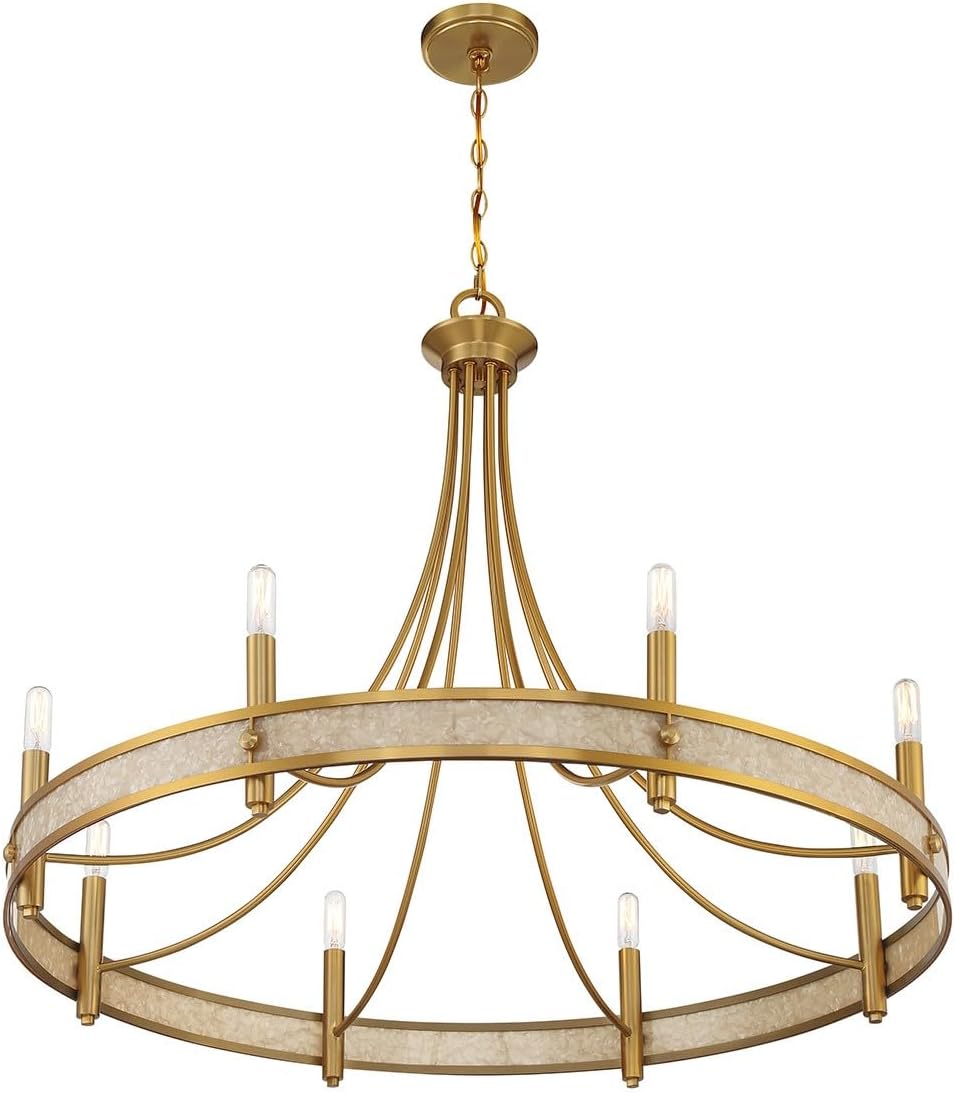 Savoy House 1-2054-8-322 Camden Traditional Vintage Coastal Acrylic with Shell Accent Chandelier, 8-Light 480 Total Watts, 29" H x 36" W, Warm Brass