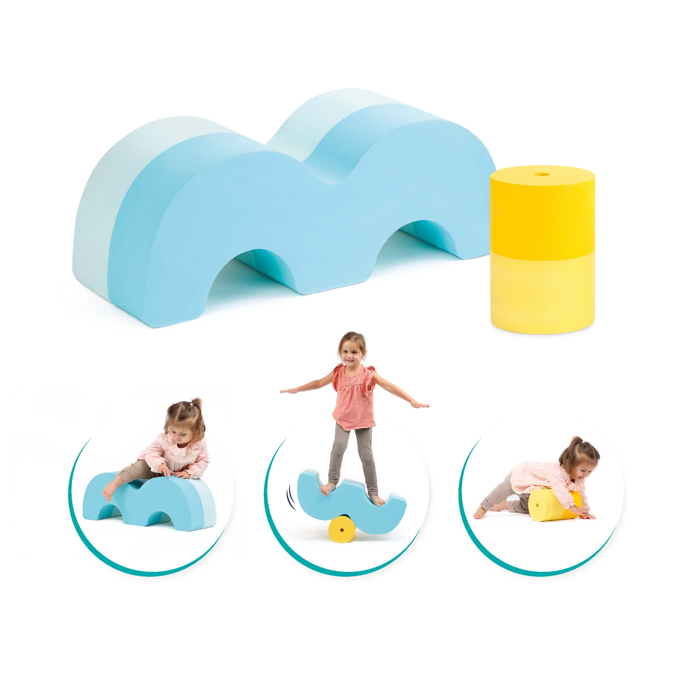 Ludi - Blocs De Motricité - 2 Modules Évolutifs en Mousse - Dès 12 Mois - pour Imaginer Toute Sorte D'Exercices - Coordination Et Équilibre - Matière Douce, Légère, Résistante - 60 x 21 x 18 cm