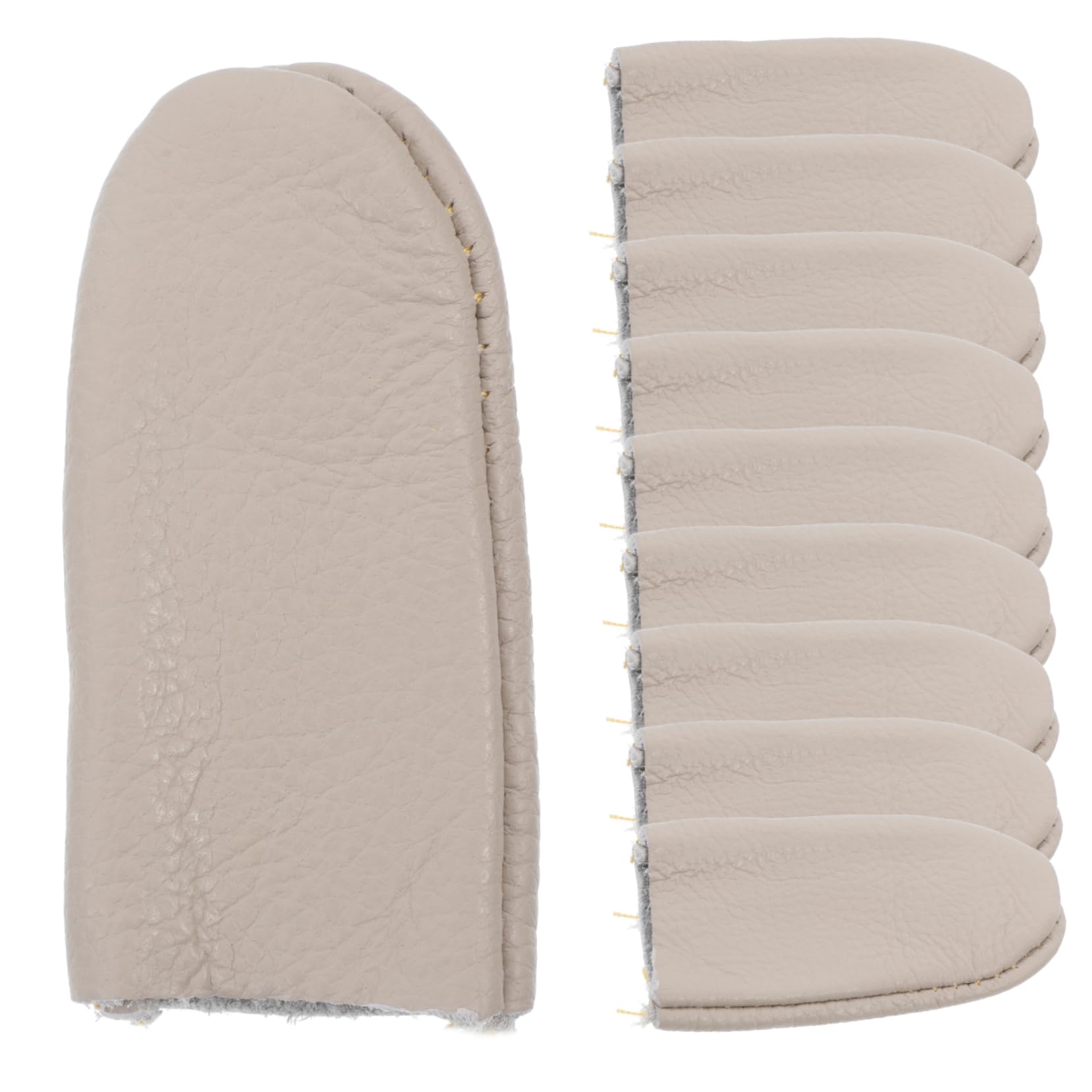 Cabilock 2sets Sewing Knitting Essential Cowhide Thimble Finger Guards Thumb Protector Fingertip Safety Cover 10pcs*2