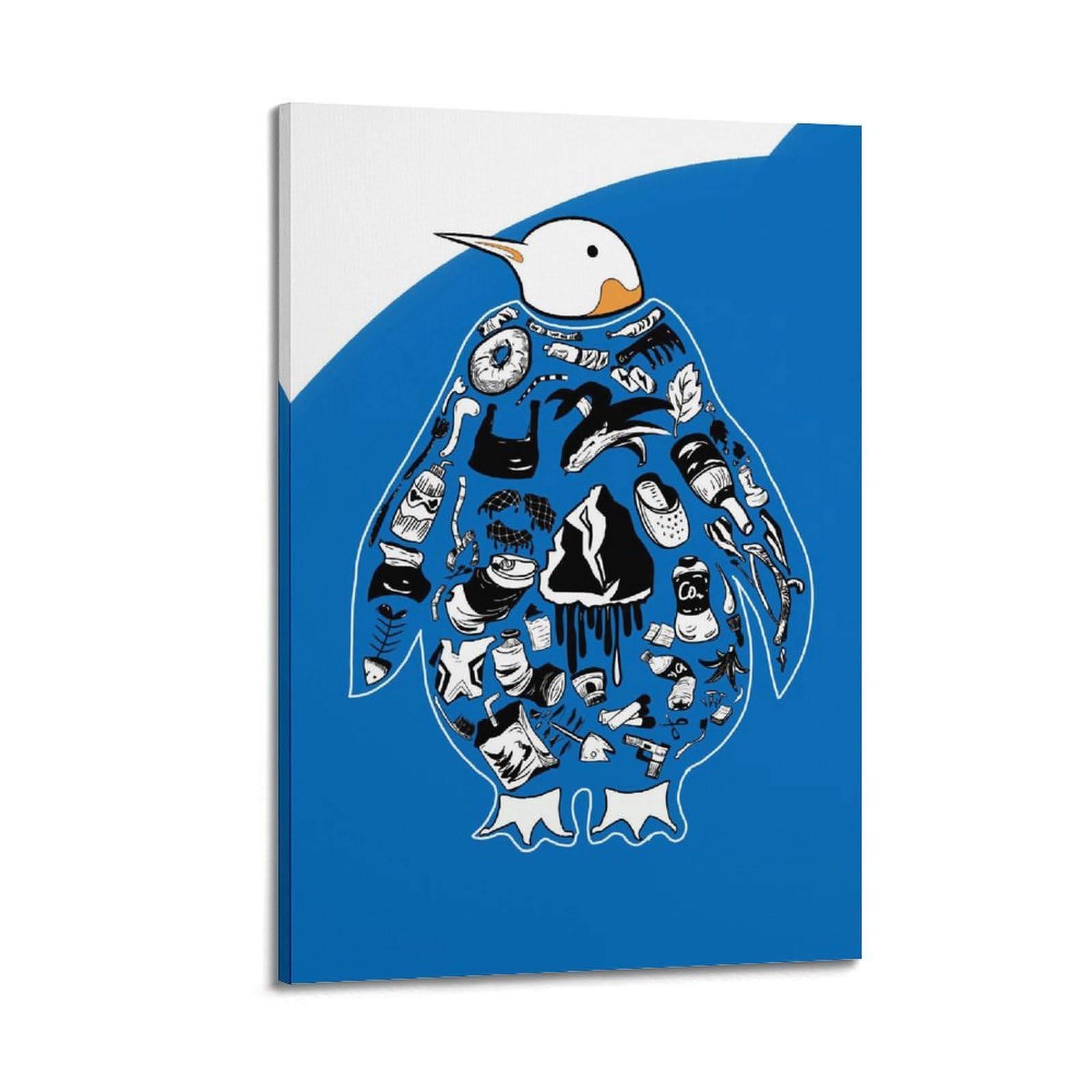 koanga Kreatives Tierposter mit Pinguinmotiv, schützt die ökologische Umwelt, dekoratives Gemälde, Leinwand, Wandposter und Kunstdruck, modernes Familienschlafzimmer-Dekor-Poster, 50 x 75 cm