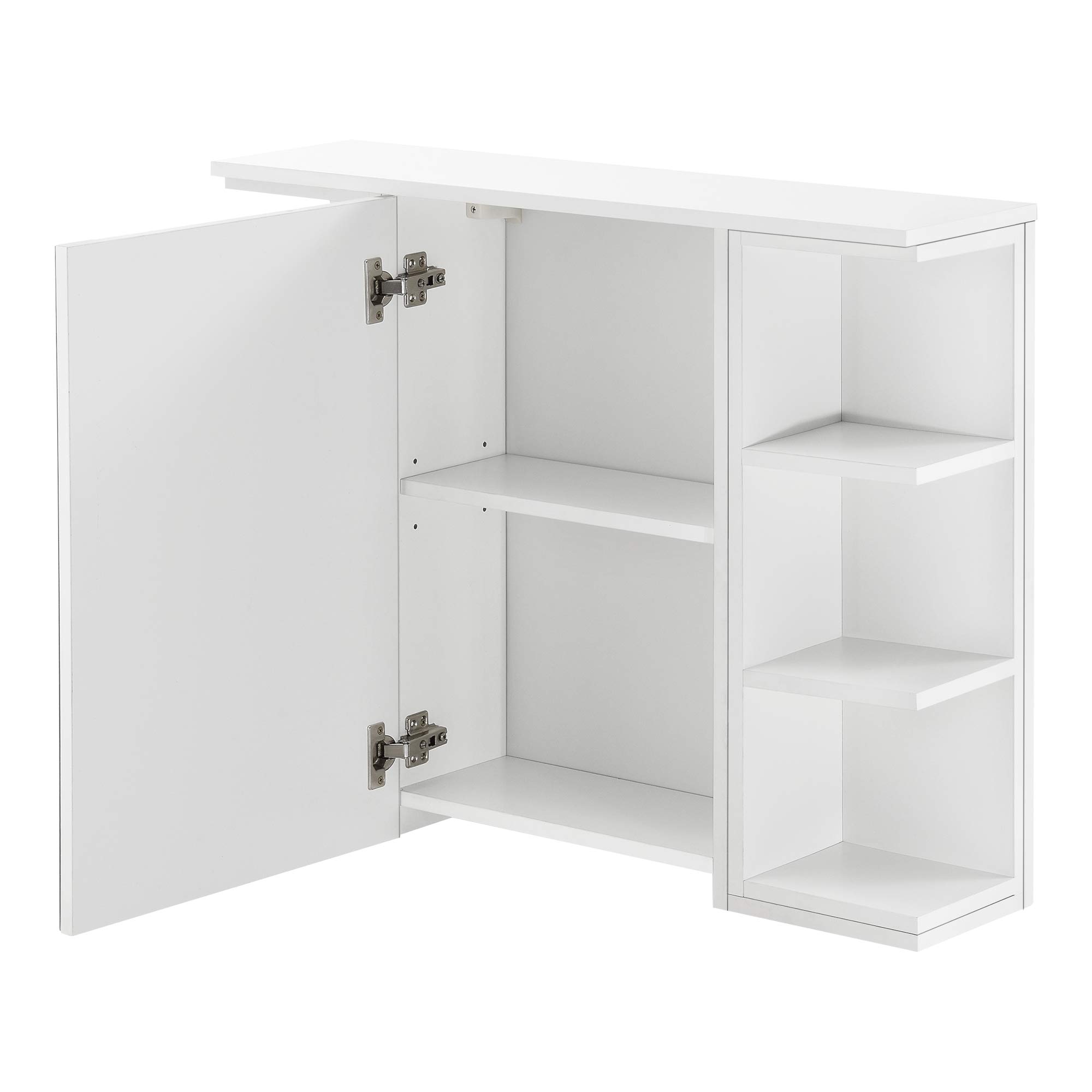 [en.casa] Mueble de Pared para Baño 64 x 80 x 20 cm Armario Colgante de Almacenamiento con Espejo Auxiliar de Baño Blanco