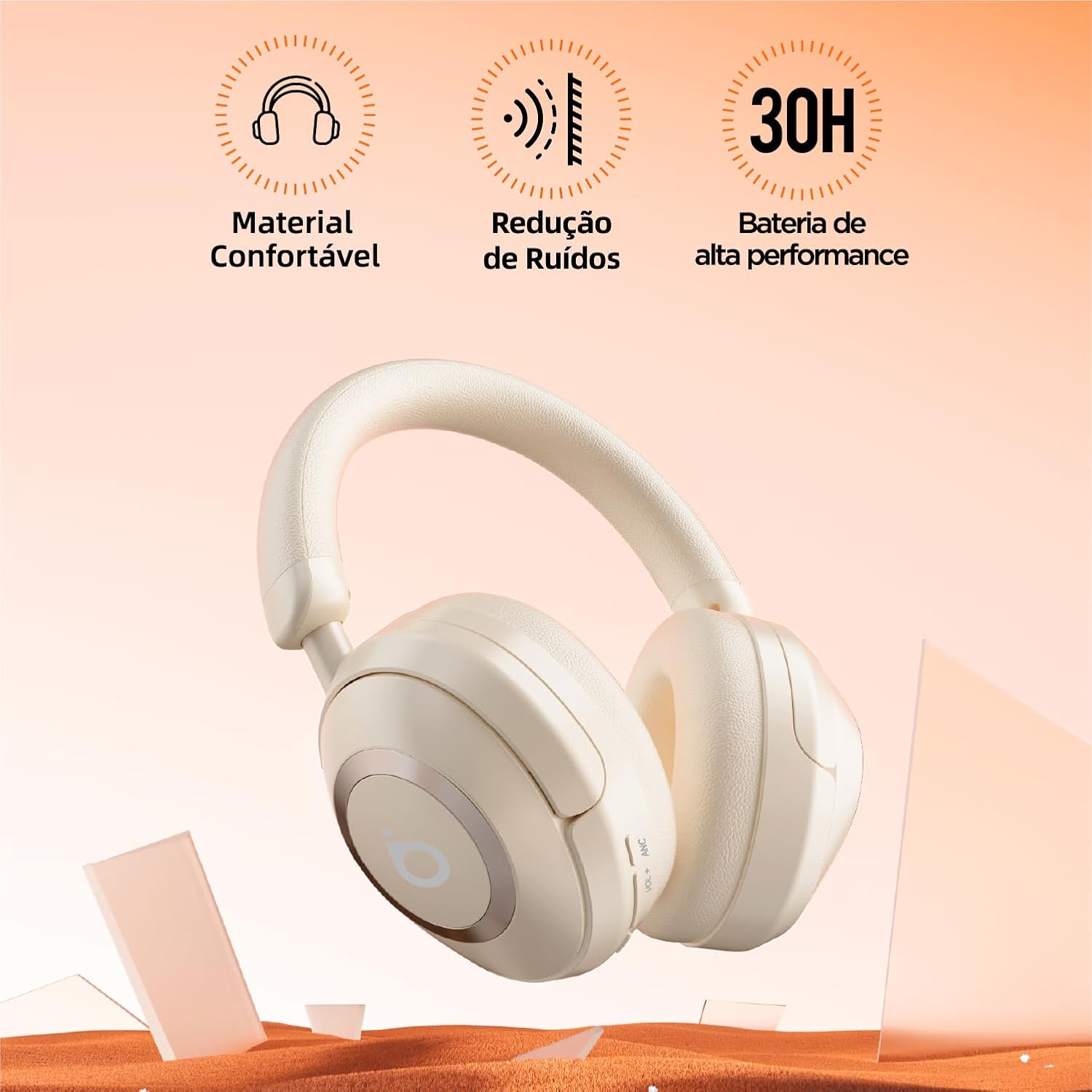 Fone de Ouvido Bluetooth, Basike BT21 Headphone Bluetooth, Redução de Ruído do ANC com Microfone, Certificação Hi-Pure Audio, 30 Horas de Duração da Bateria (Branco) 5 61SrWrwLukL. AC SL1500