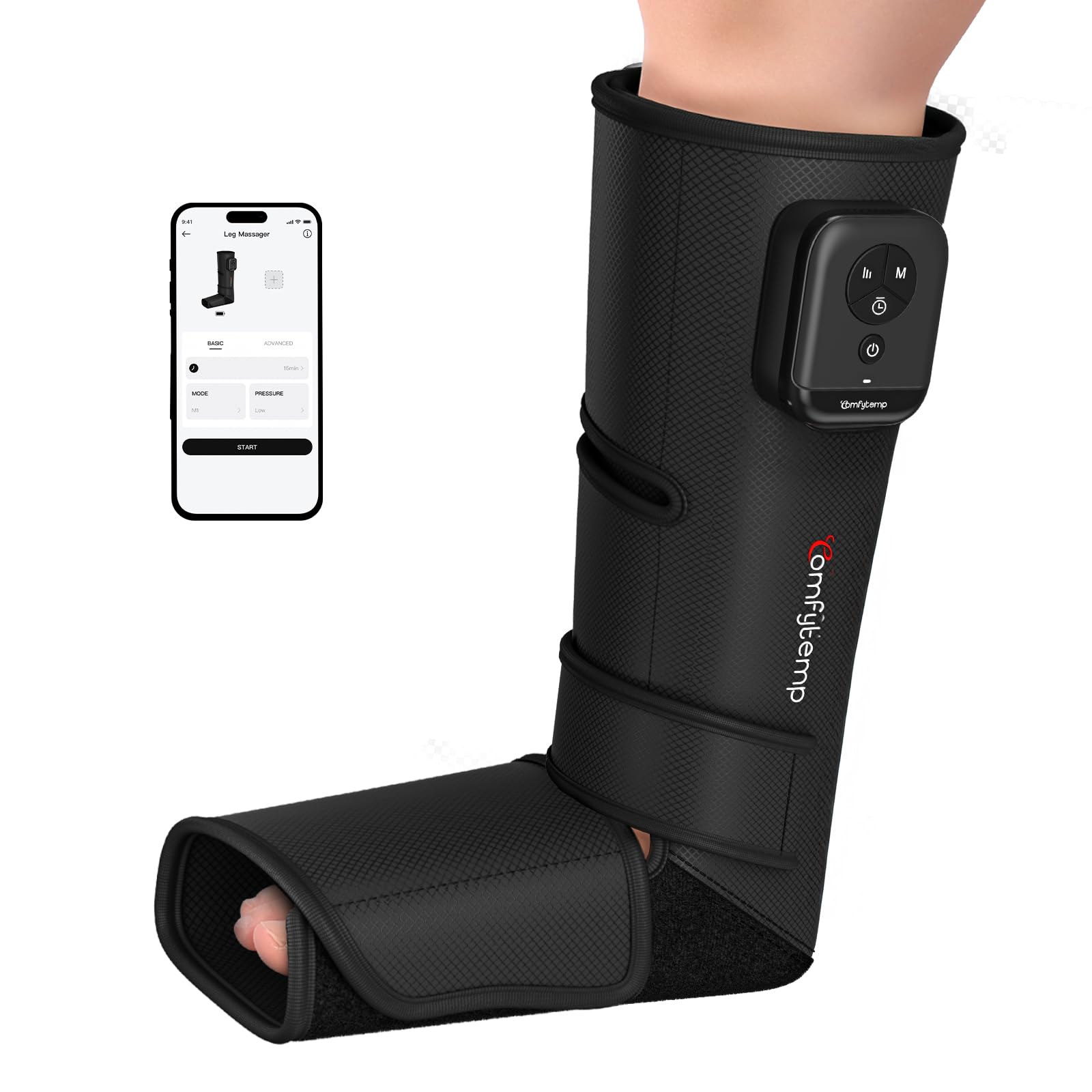 Comfytemp Masajeador de Pies y Piernas Inalámbrico, Masaje de Compresión, Batería 2500mAh, Presoterapia Piernas, Masaje Personalizable para Tobillos, Plantas y Empeines, Adecuado para Papá y Mamá