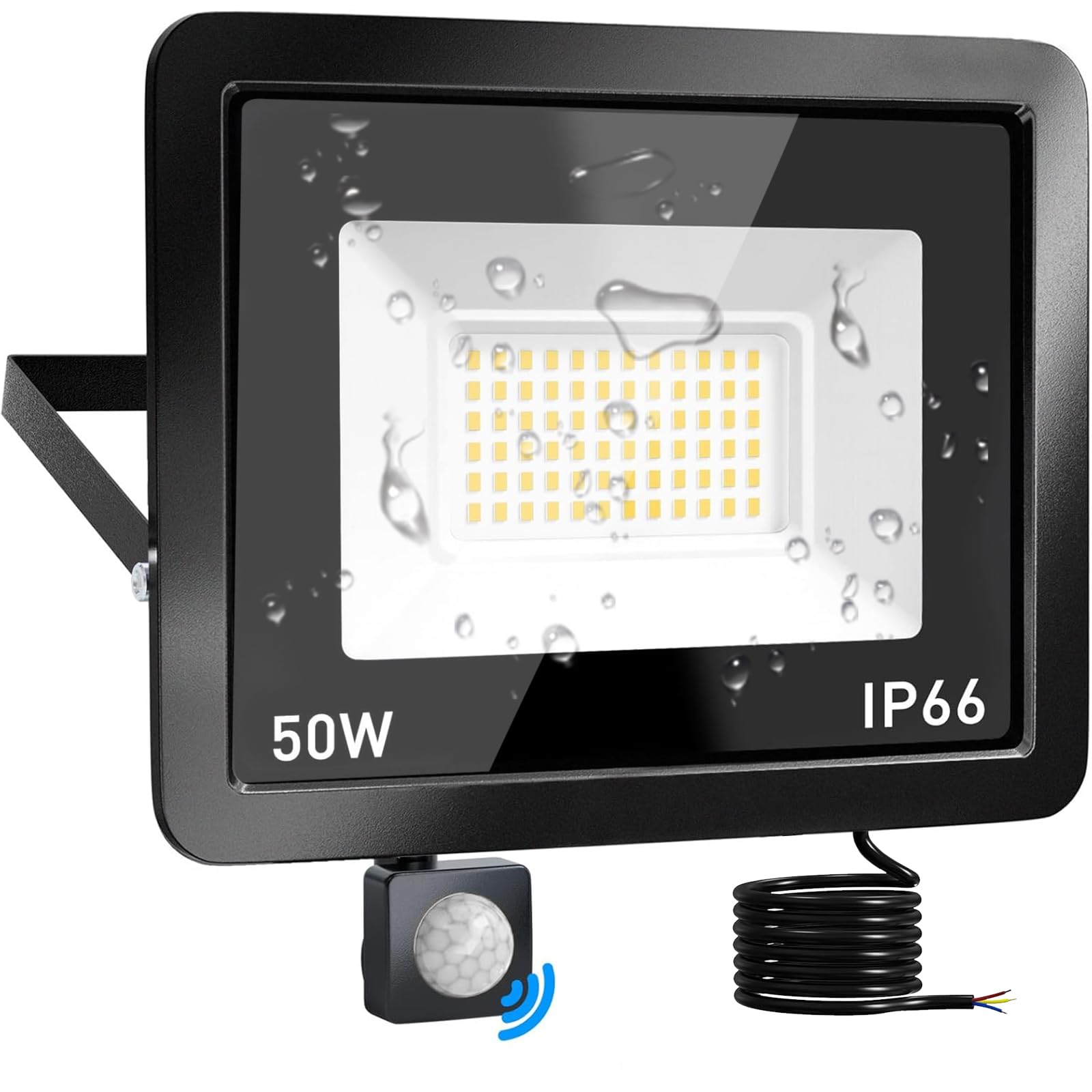 Phlbao LED Strahler mit Bewegungsmelder,50W 5000LM, IP66 Wasserdicht, 6500K Kaltweiß, Außenleuchte für Garten, Innenhöfe, Garage