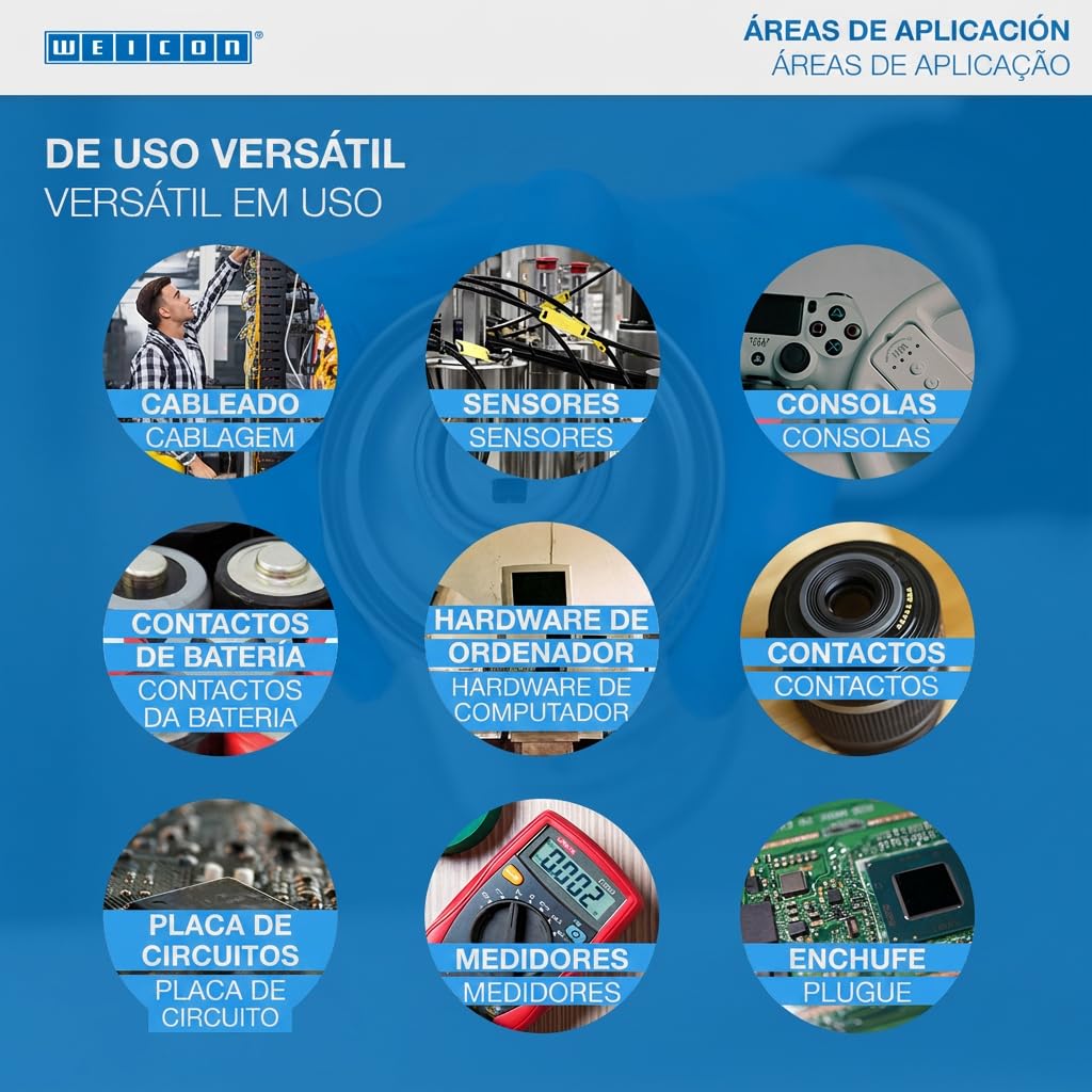 WEICON Limpiador de Contactos Electrónicos | 400 ml | Limpia y desengrasa componentes electrónicos o mecánicos | Transparente