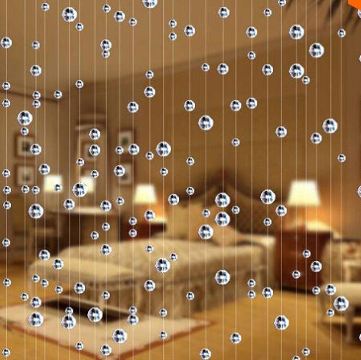 Rideau de perles de verre en cristal tendance pour décoration d'intérieur ou de mariage - Champagne - 5 cordes - 200 cm