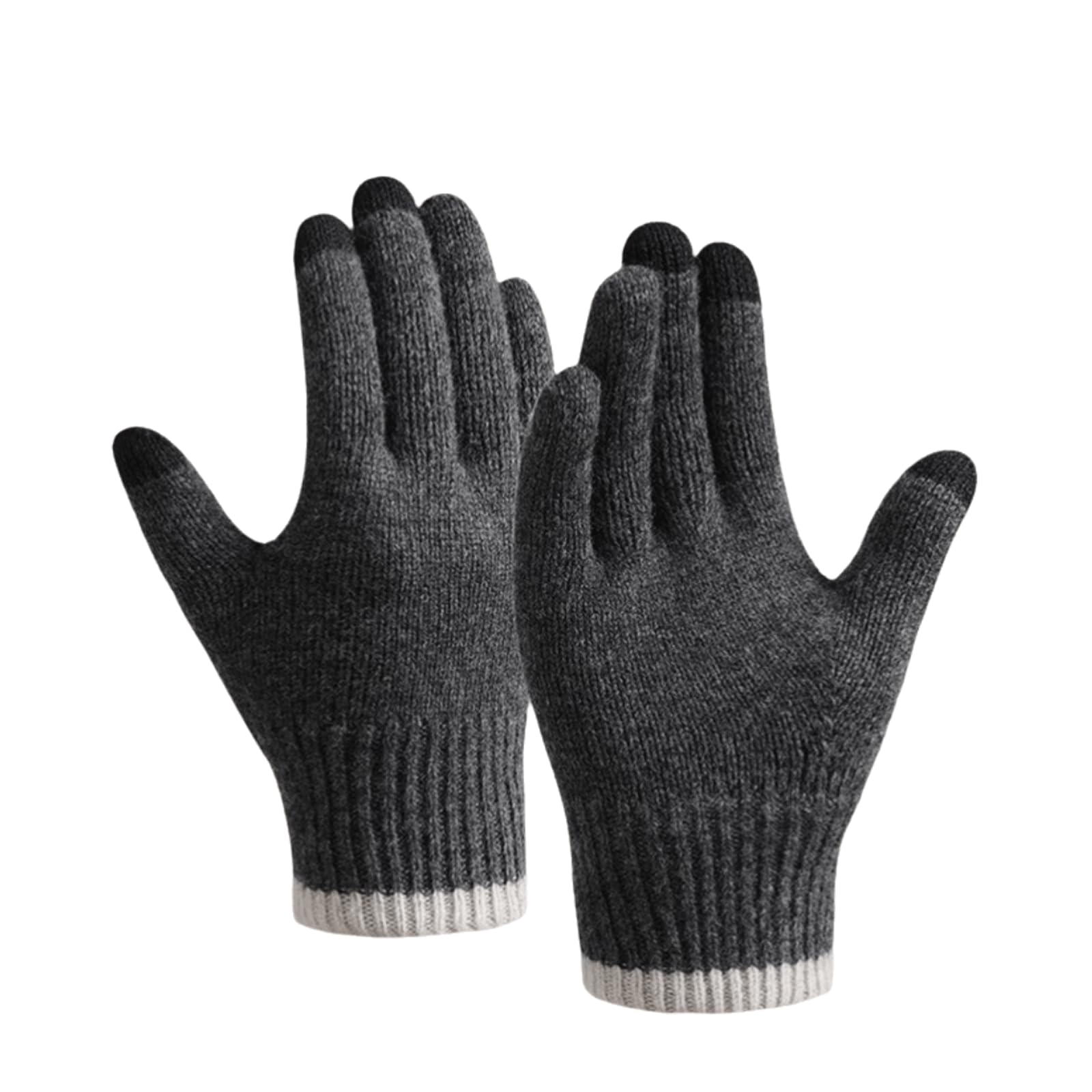 Cálido Mitones de Lana con Dedos para Pantalla táctil, Guantes Tejidos con Forro de Lana, Guantes Deportivos térmicos, Guantes con puños elásticos para Hombres y Mujeres cómodo