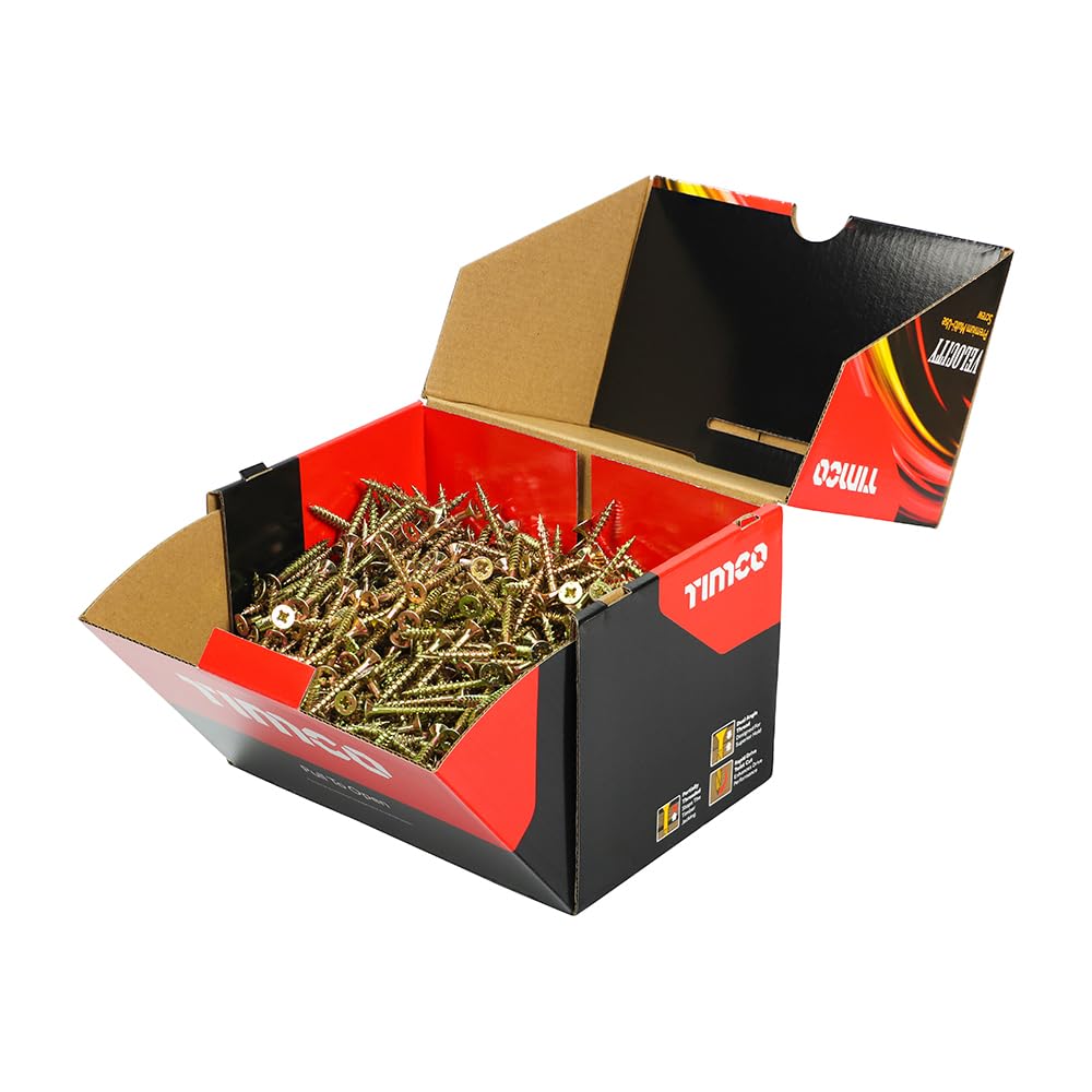 Timco - Velocity Premium Multi-Use Screws - PZ - Double Countersunk - Yellow (Size 5.0 x 40-1000 Pieces)