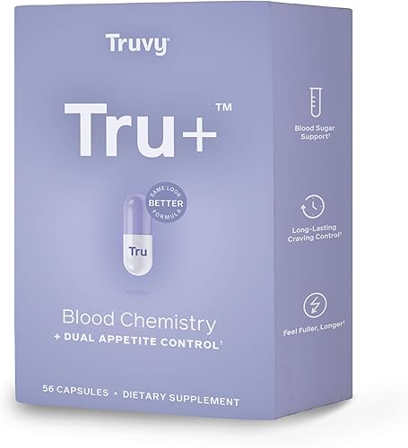Tru+ Supresor dual del apetito para bajar de peso - Kit de 30 días - Química sanguínea - Suplementos dietéticos alimentarios para mujeres y hombres