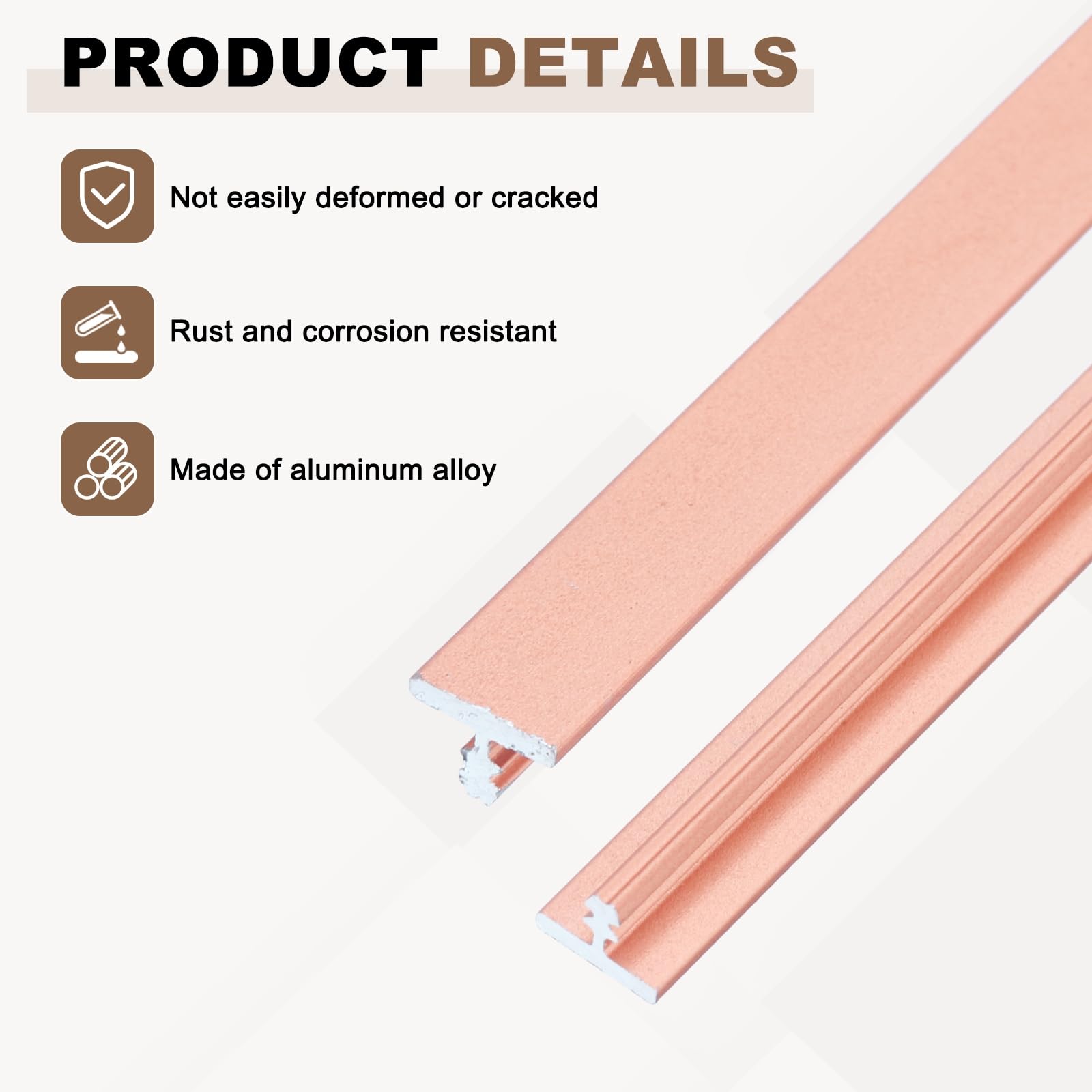 uxcell Lot de 3 bandes de transition en T en aluminium pour plancher - 91 x 0,6 cm - Bandes de seuil pour portes et joints de sols, stratifié, bois, carrelage, vinyle, rose