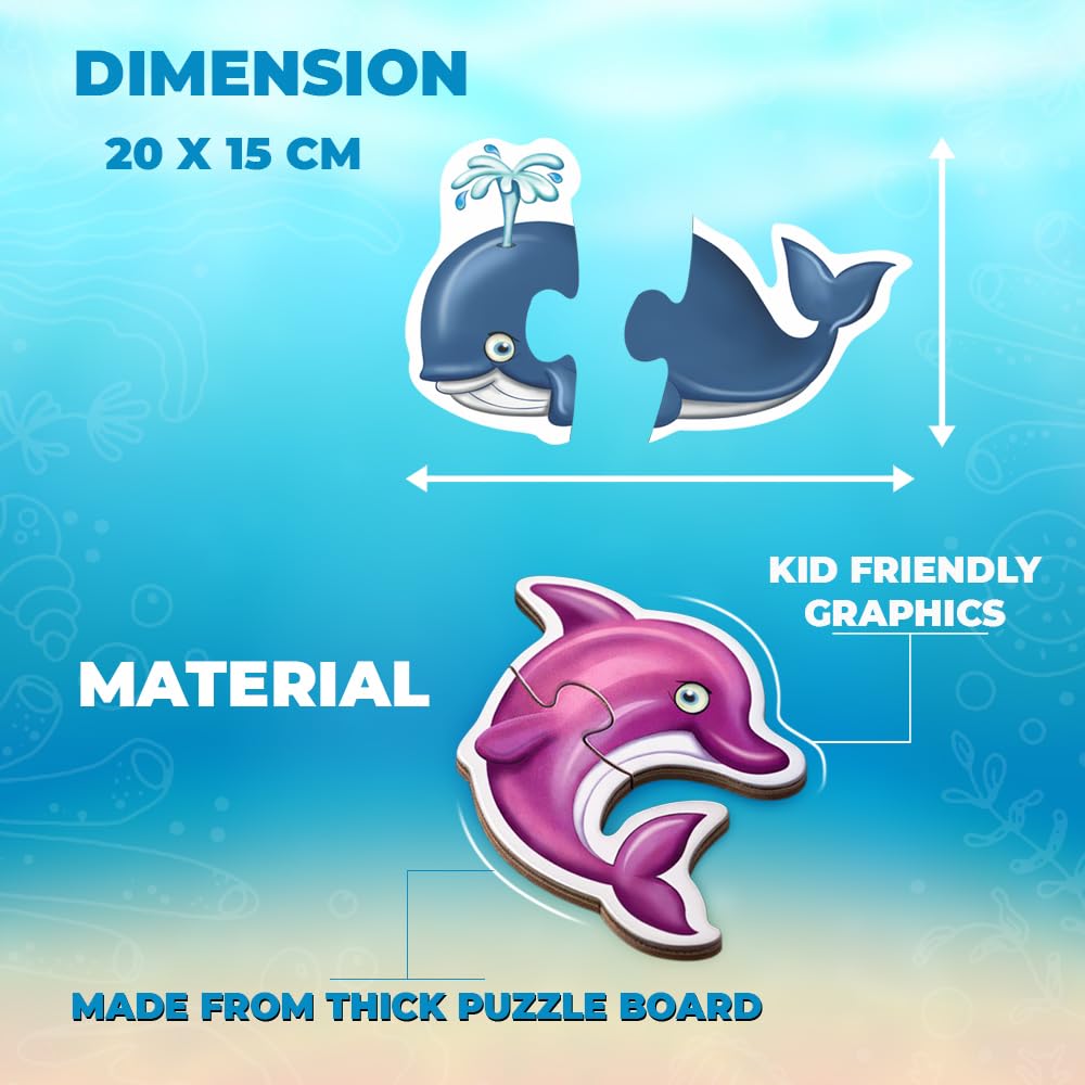 TOYKRAFTT Chunky Infant Floor Puzzle Toy, 2 Piece Puzzles, Puzzles for Kids Age of 2-3 Years, Educational Toys, My First Aquatic Animal Puzzle image 3
