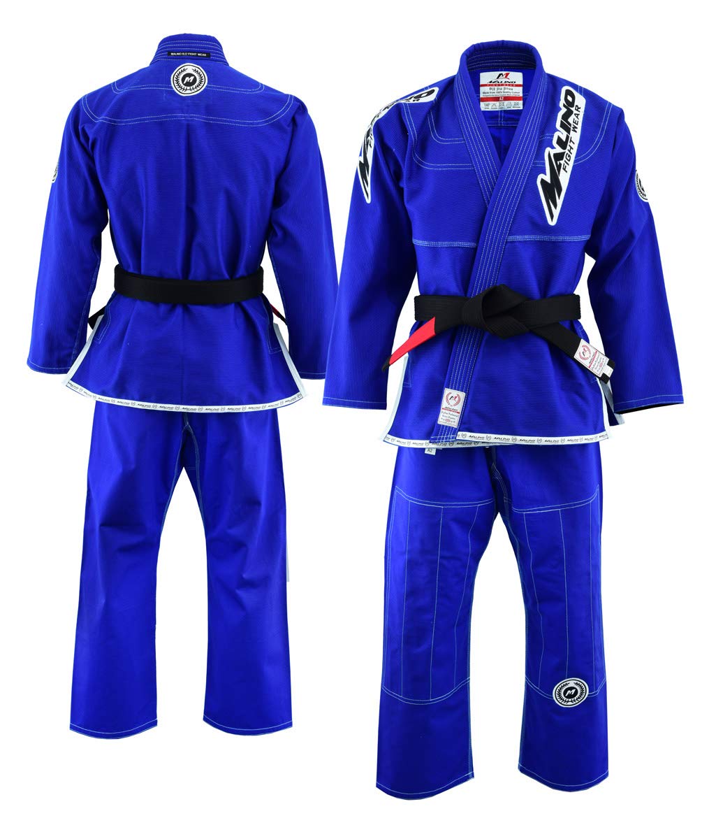 Malino Traje de Jiu Jitsu Gi brasileño parche tejido perla 450Gsm Azul Tamaño A2