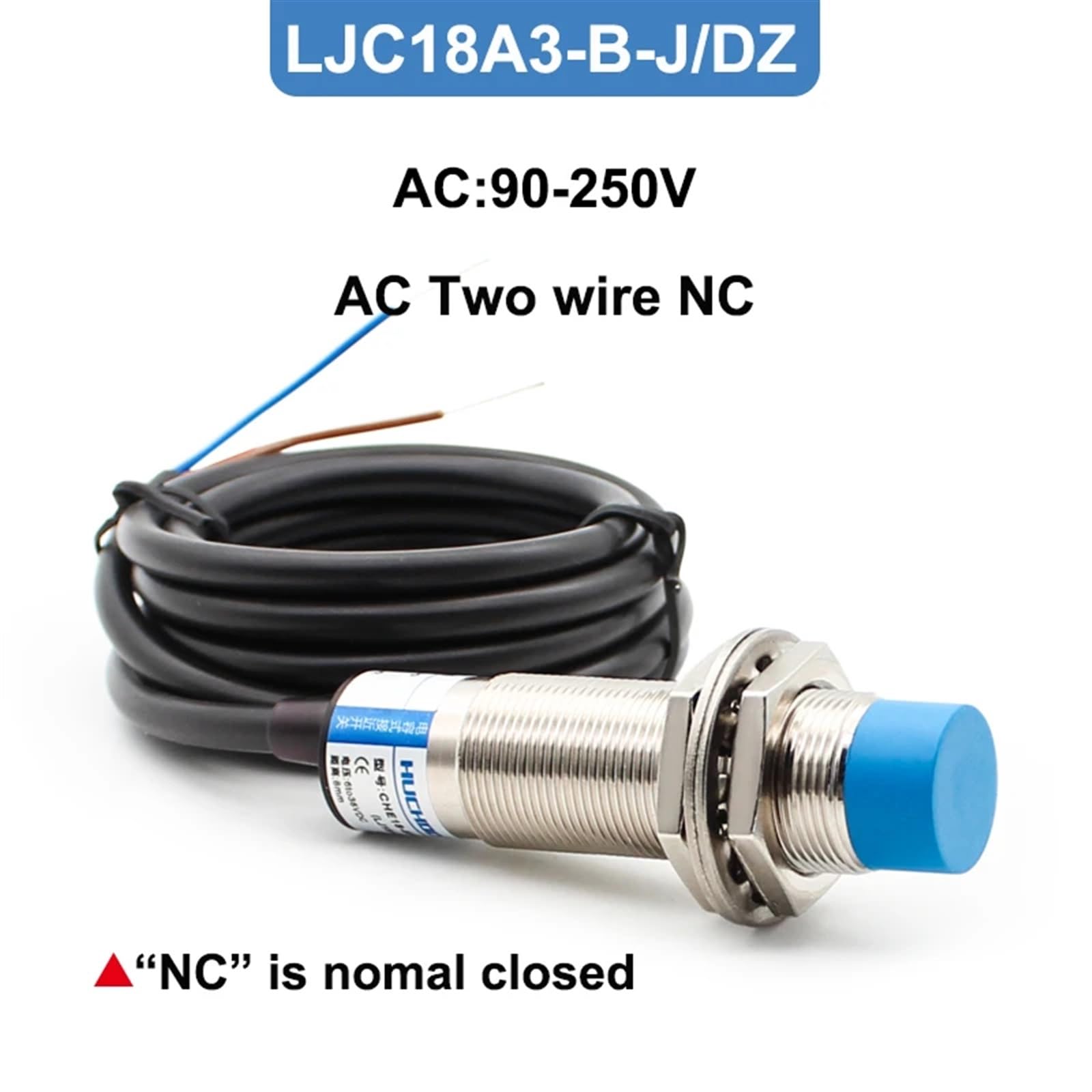 LJC18A3 DC 6-36V Three-Wire NPN PNP NO NC 10mm Sensing Distance Capacitive Proximity Switch Sensor (Color : AC Two Wire NC)