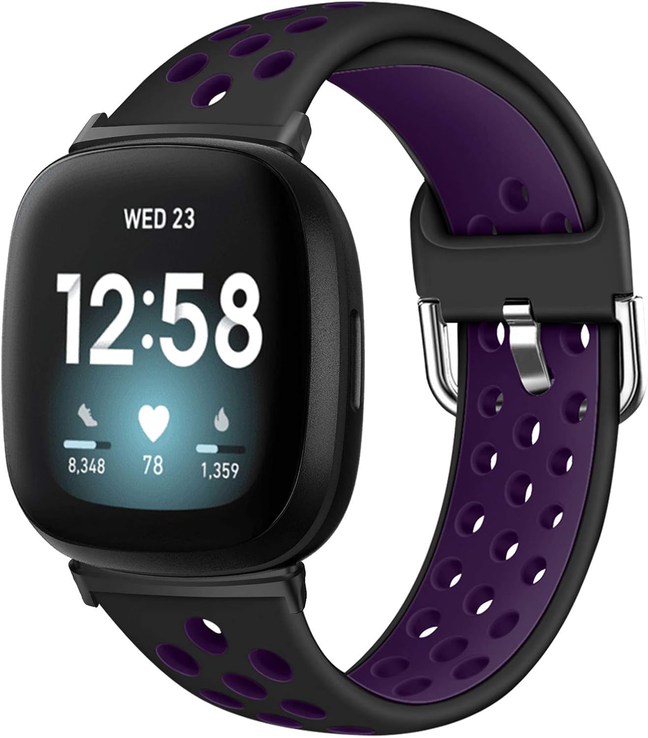 XIMU Sport Bands Compatible with Fitbit Versa 3 & Sense, Soft Silicone Waterproof Breathable Sport Watch Strap Replacement Wristband Accessories Women Man for Versa 3 Smart Watch