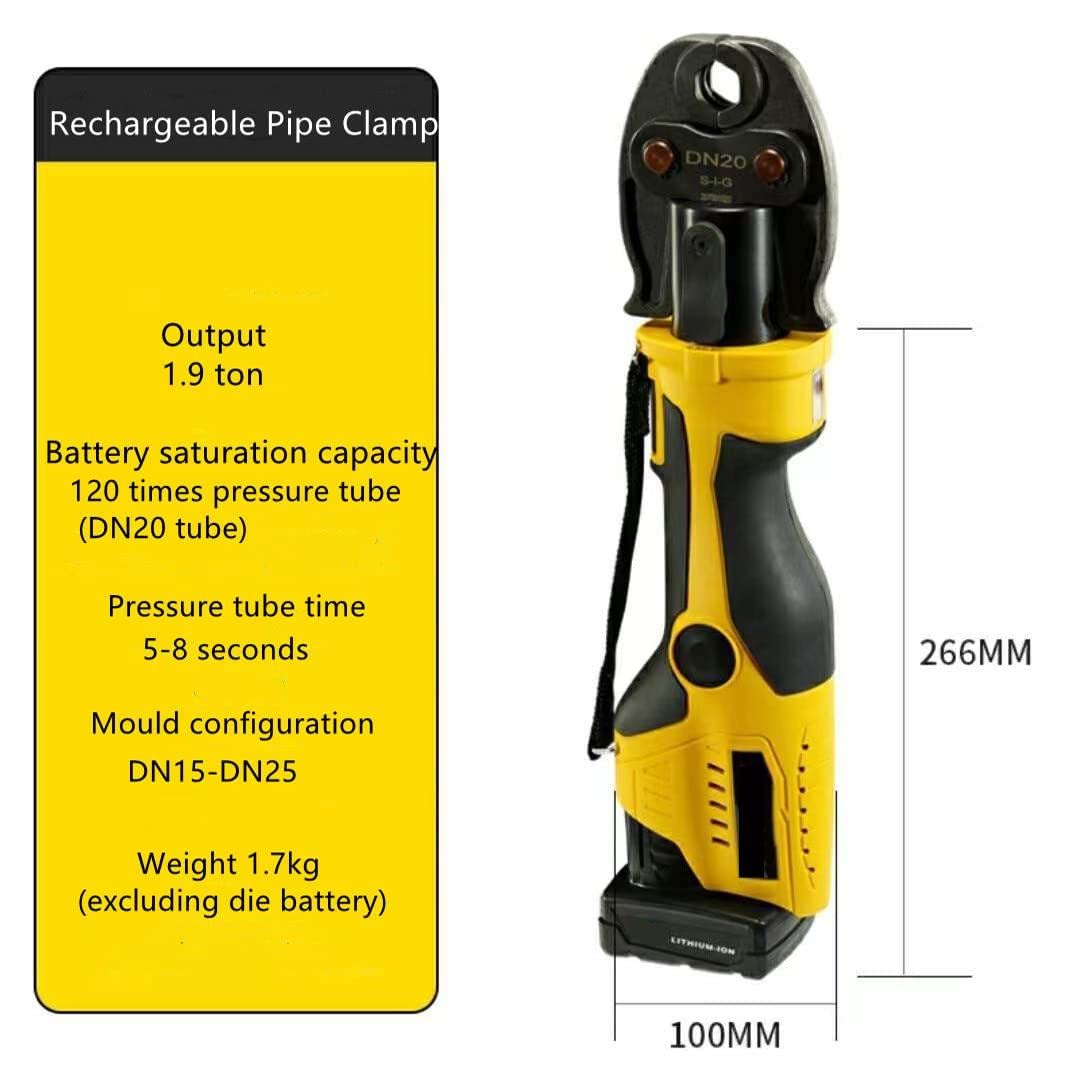 Herramienta hidráulica de crimpado de tubos portátil, mini kit de prensa de acero inoxidable con 3 mandíbulas, luz LED, 2 baterías, herramienta de fontanería para accesorios de tubería