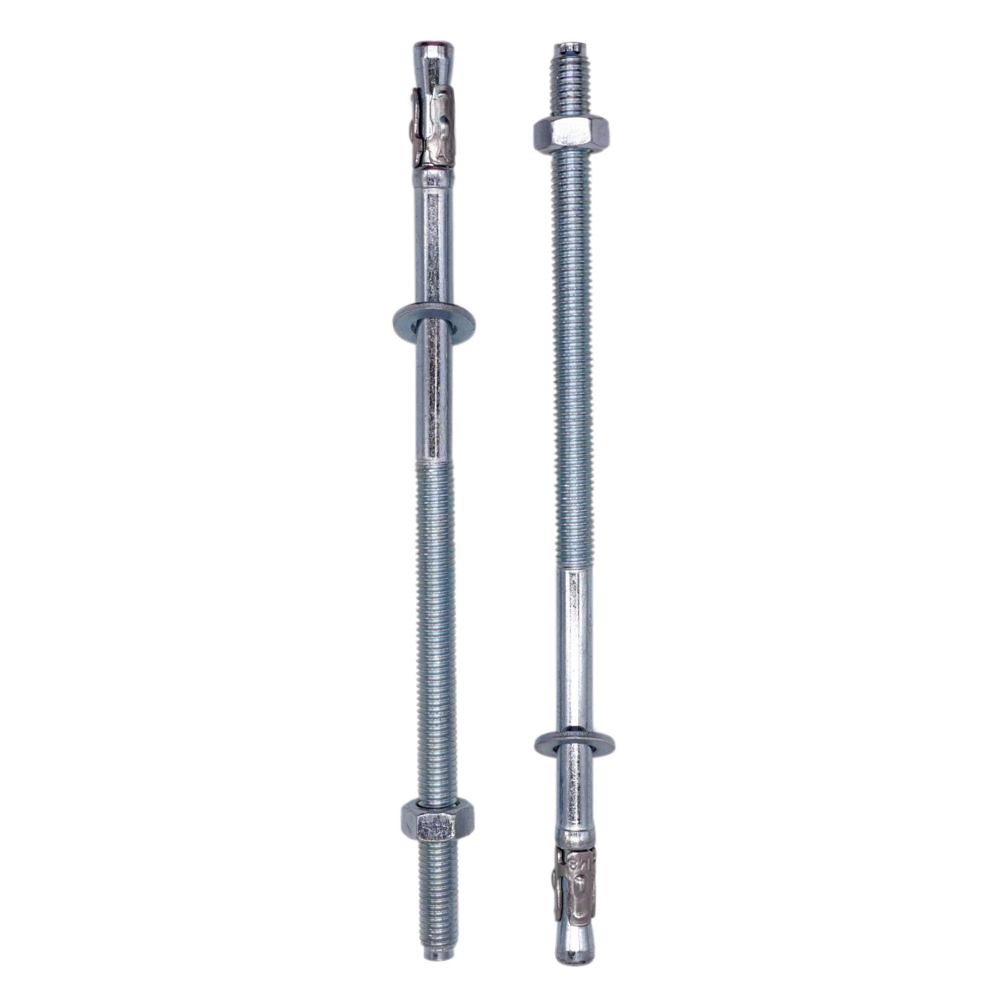 Skir'co (4 Pcs) Zinc Plated Wedge Anchors M10 X 180 Mm, Metal Dowels, Anchor Bolt, Masonry And Concrete Expansion Bolts