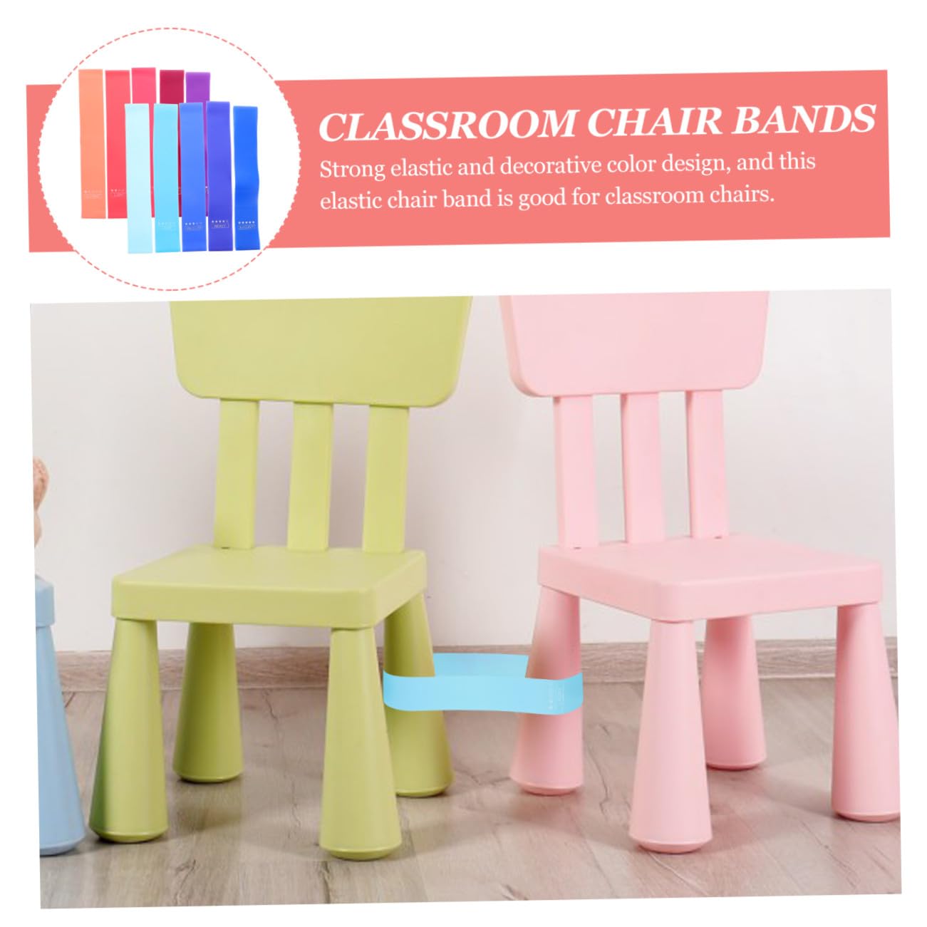 Didiseaon 10 pezzi Fasce Elastiche Colorate per Sedie da Aula Bande Elastiche Regolabili per Gambe di Sedie Resistenti e Leggere Uso Interno ed Esterno
