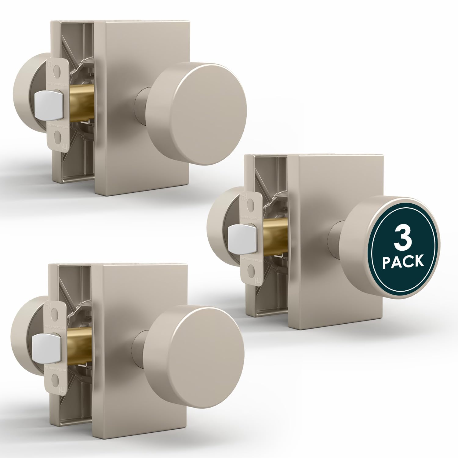 Gold Privacy Door Knobs with Lock - Mega Handles -25