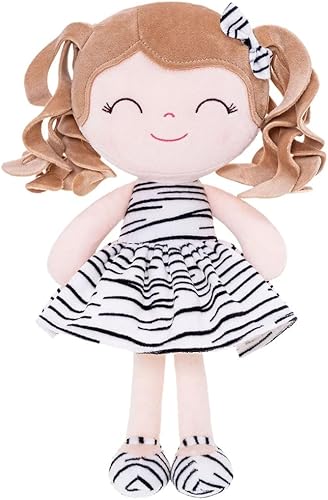 Miniatura 1 de Gloveleya Muñecas de bebé suaves y cómodas para primera niña, muñeca de felpa con piel clara y vestido de cebra de 12 pulgadas serie animal