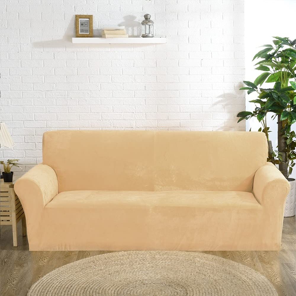 Housse de canapé velours beige protection canapé cuir usé
