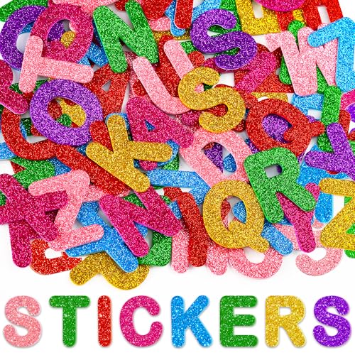 448 calcomanías de letras con purpurina del alfabeto, 1.5 pulgadas 1 pulgada, autoadhesivas, corazón ABC, estrella, calcomanías de letras para manualidades, álbumes de recortes, suministros para el