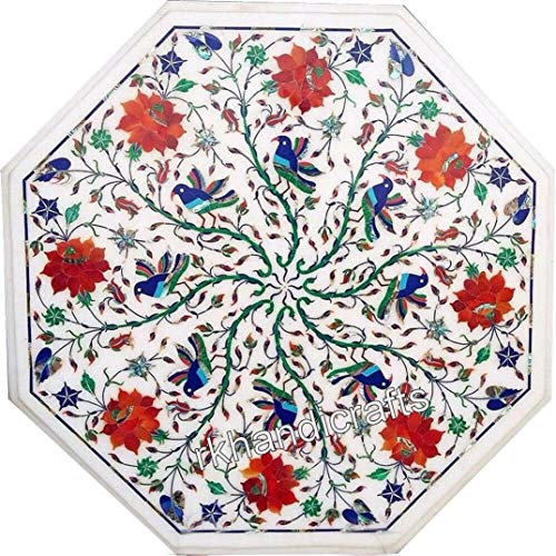 15 x 15 Inches White Marble Bed Side Table Top Handcrafted Coffee Tabl