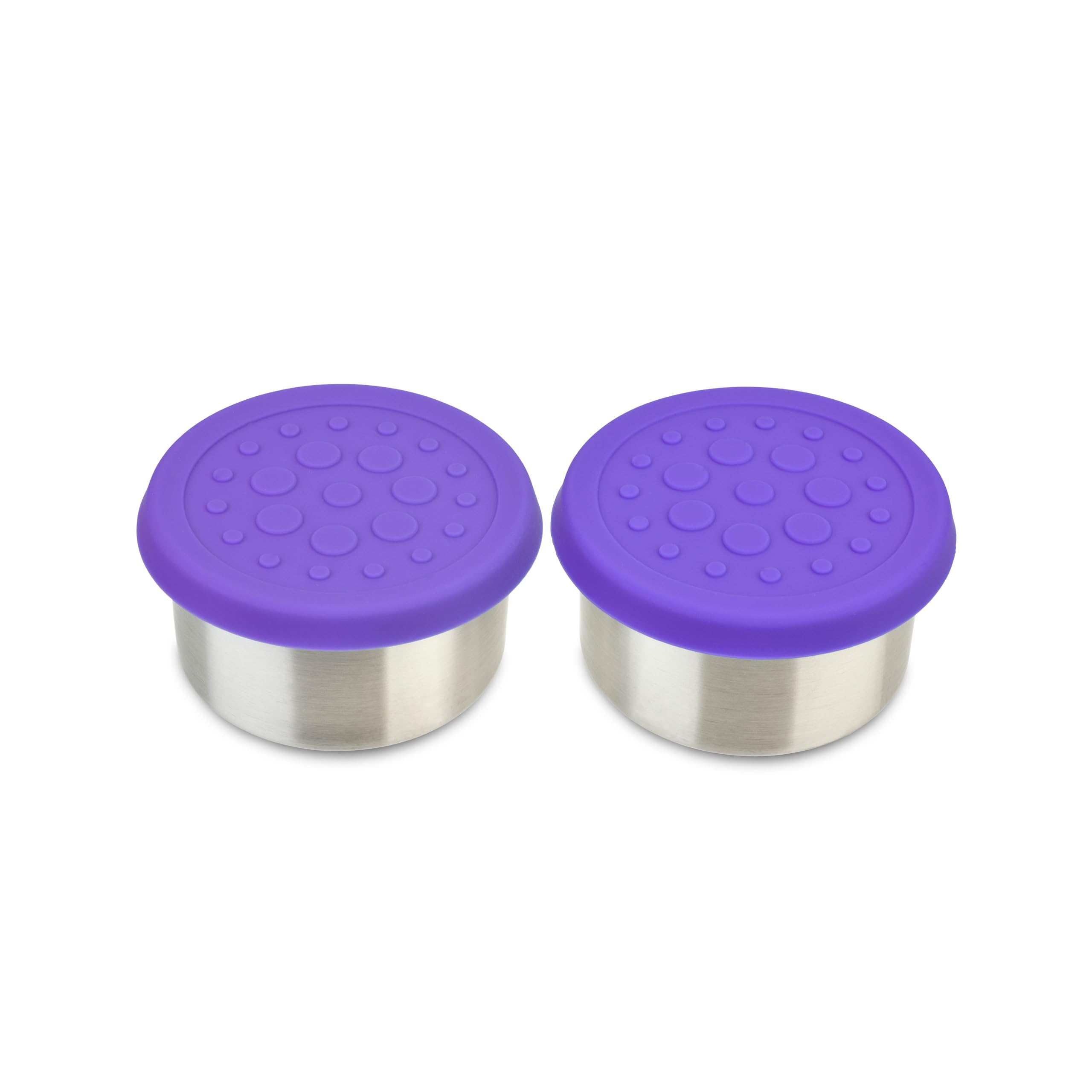 4.5 oz Stainless Steel Dressing Container for Condiments, Dips, Snacks, Dipping Sauce Cups with Silicone Lid, Fits in Lunch Bags and Bento Boxes - Set of 2 (Purple)