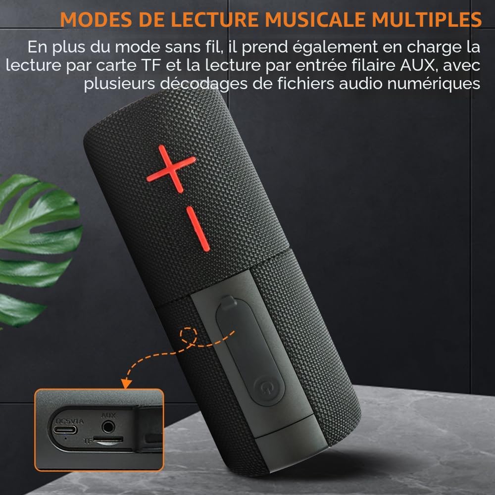 CYBORIS Enceinte Bluetooth puissante 5.3, portable 2-en-1 double, 20W de son puissant, 24h d'autonomie, son surround 360° séparable, appairage TWS,étanche IPX6, pour l'extérieur/La Fête/Voyage/Soirées