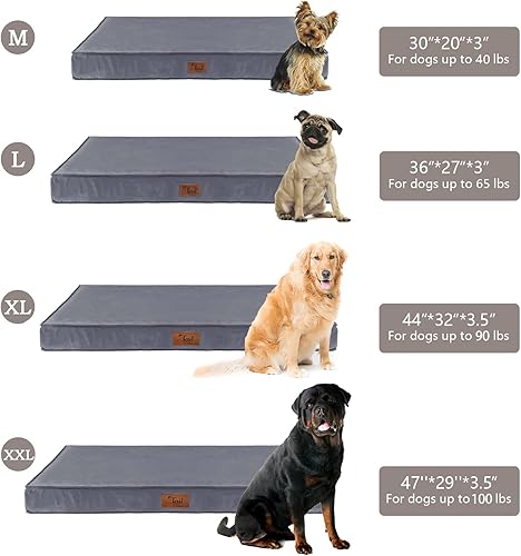 Miniatura 4 de Tail Stories Cama para perros para todo tipo de clima, cama impermeable para perros grandes, cama ortopédica de espuma de huevo para mascotas con