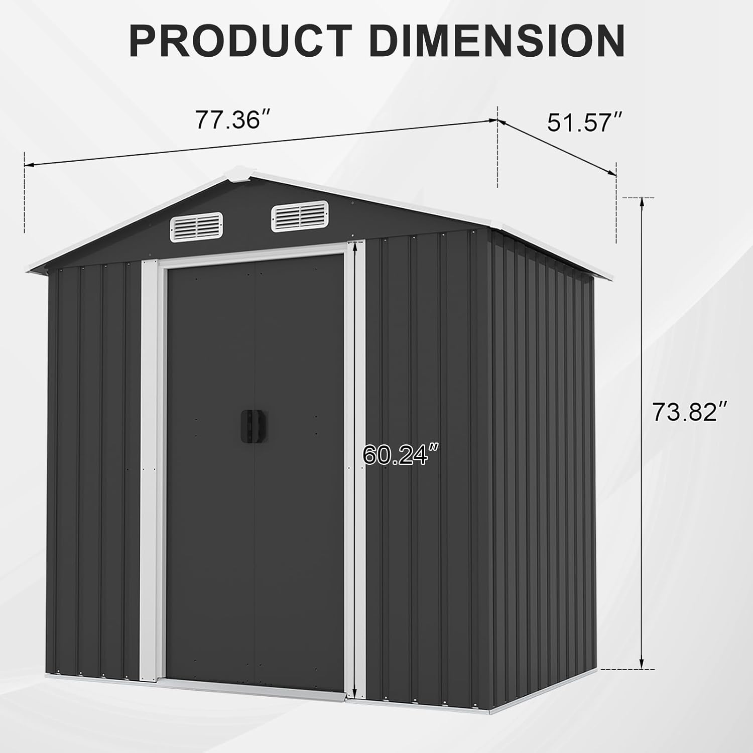VINGLI Outdoor Storage Shed, 6x4 FT Metal Shed with Sliding Door, Air Vent, Patio Storage House, Weatherproof Tool Shed for Patio, Garden, Yard, Outside Use, Black