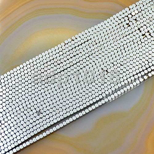AD Beads Natural Hematite Gemstone Faceted Square Cube Loose Beads 16" (6x6mm, Metallic Silver) - Image 2