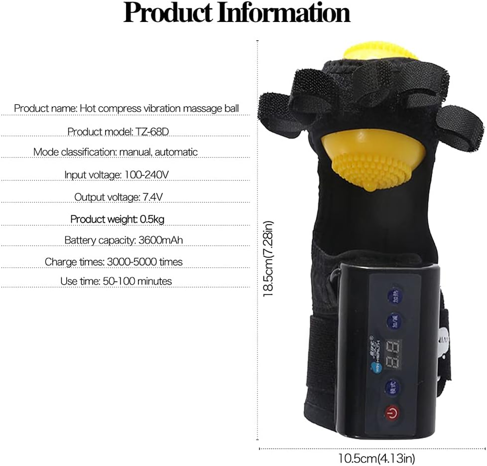 Wireless Infrared Heat Therapy Hand Massage Ball for Stroke Patients - Alleviates Hand Spasms and Increased Muscle Tone, Facilitates Finger Movement Rehabilitation in Hemiplegic Stroke
