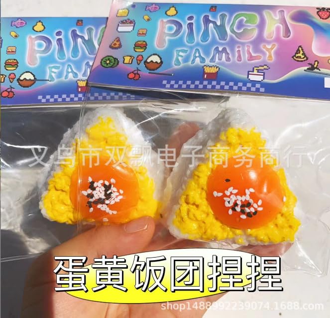 Taba Squishy Toys,Cat Paw Squishy Toys,Cat Paw Squeeze Toys,Squishy Fidget Toys Silicone Squeeze Toy for Stress Relief,Cute Soft Squeeze Fidget Toys,Party Favors Gift for Adult (Egg Yolk Rice Balls)