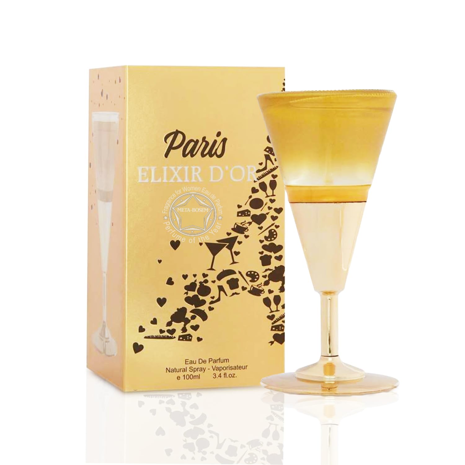 META-BOSEM Paris Elixir Red Designed Bottle, Sweet Perfume for Women, Vanilla Scent Fruity Fragrance Collection, Eau de Parfum Spray - Great Holiday Gift, 3.4 Fl Oz/100Ml